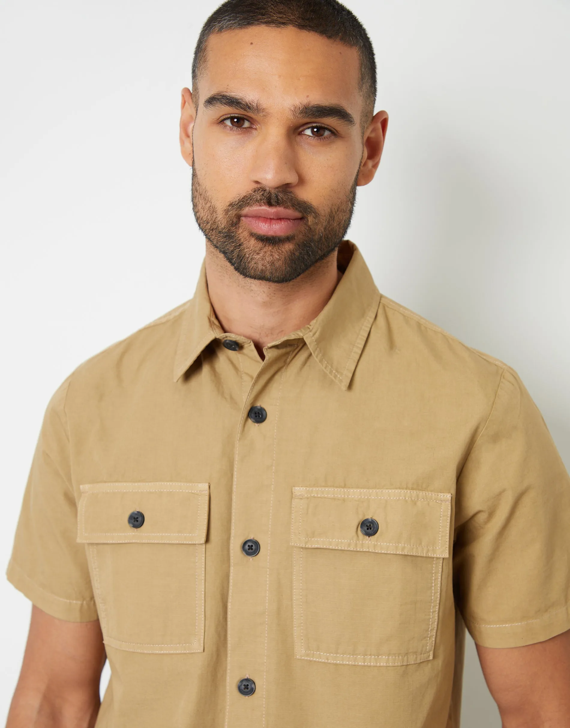 Threadbare Men's Stone Utility Short Sleeve Shirt sold by Threadbare product image thumbnail 4