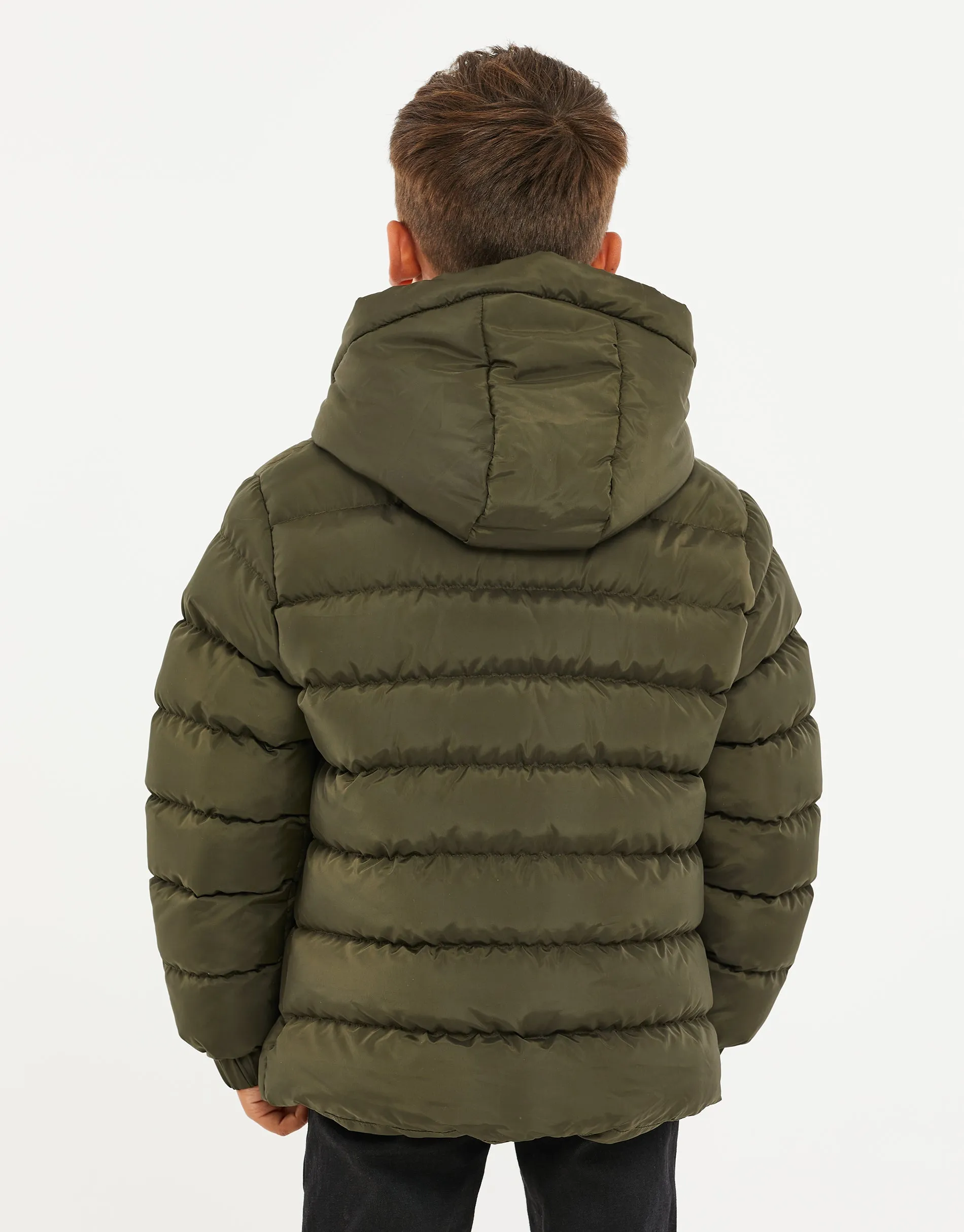 Boys' Khaki Hooded Puffer Jacket sold by Threadbare product image thumbnail 3