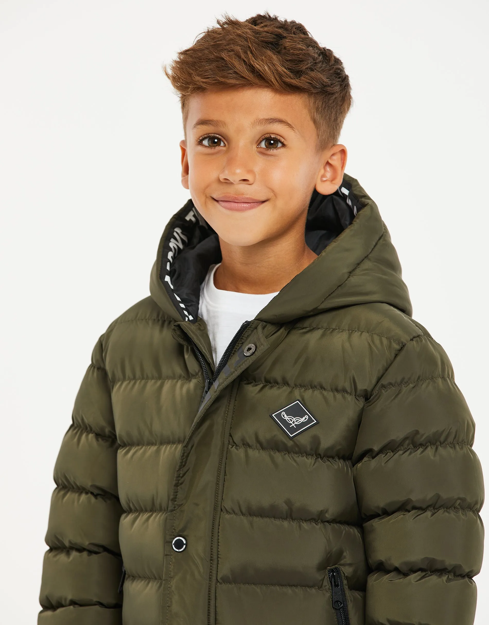 Boys' Khaki Hooded Puffer Jacket sold by Threadbare product image thumbnail 5