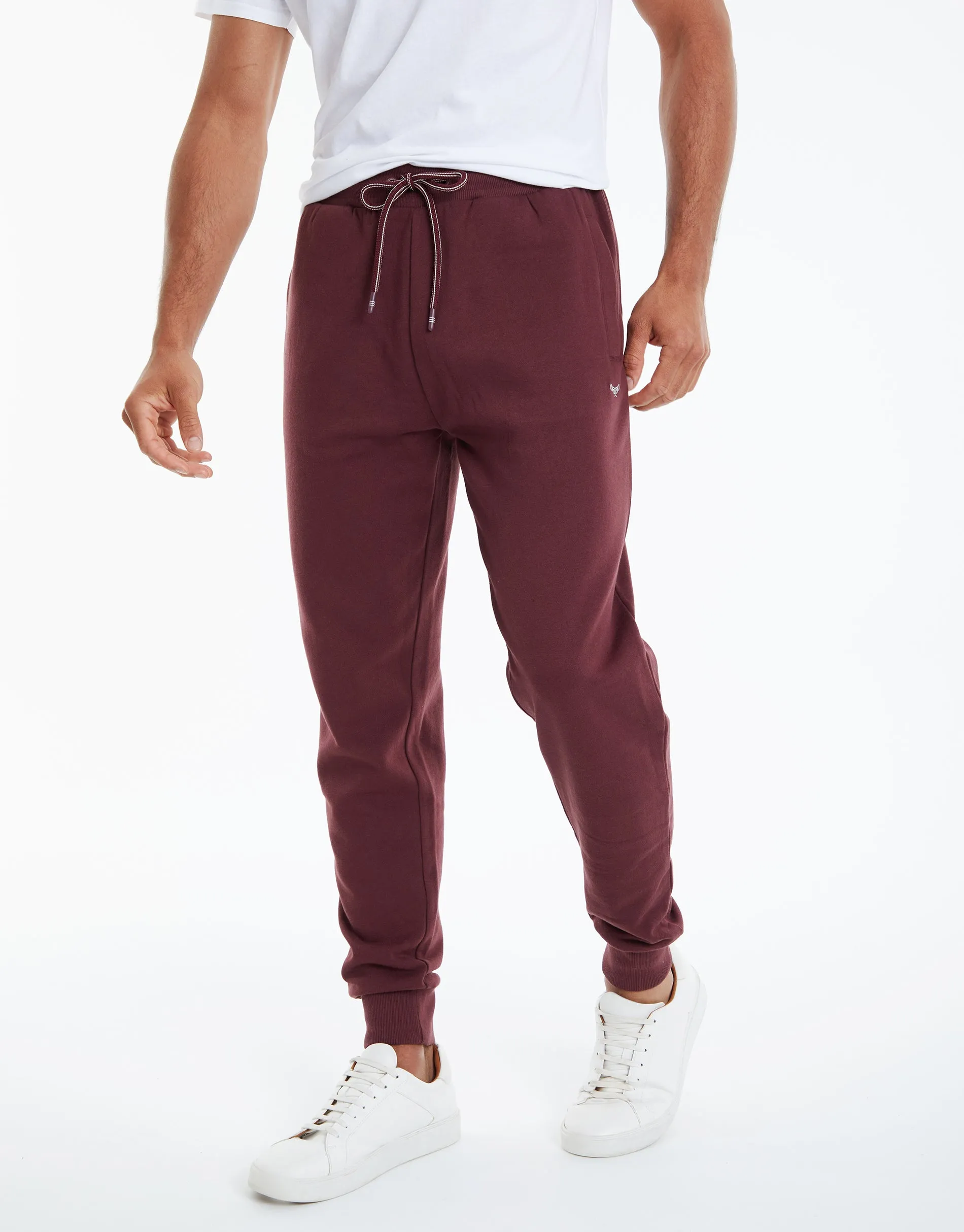 Men's Burgundy Regular Fit Joggers sold by Threadbare