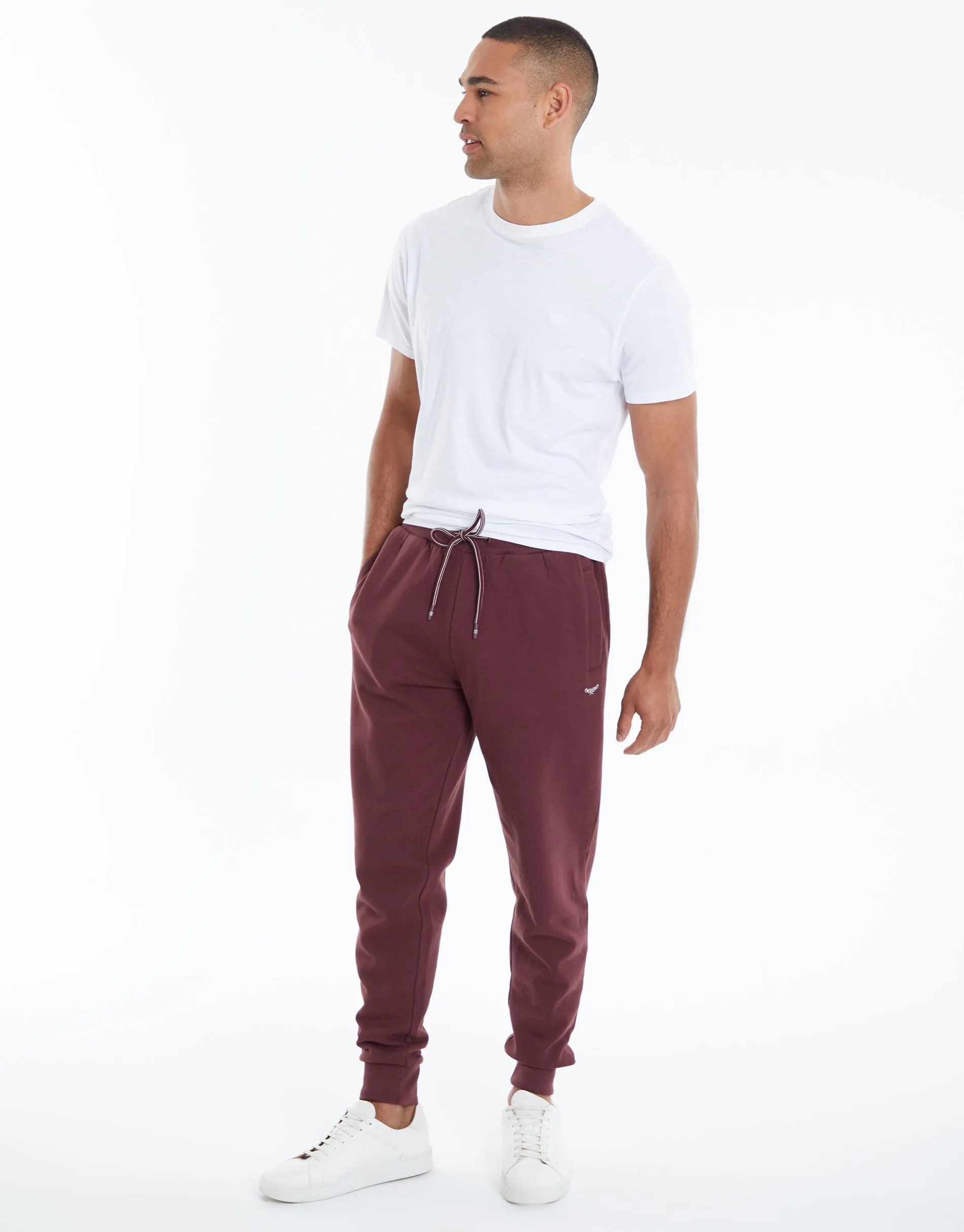 Men's Burgundy Regular Fit Joggers sold by Threadbare product image thumbnail 3
