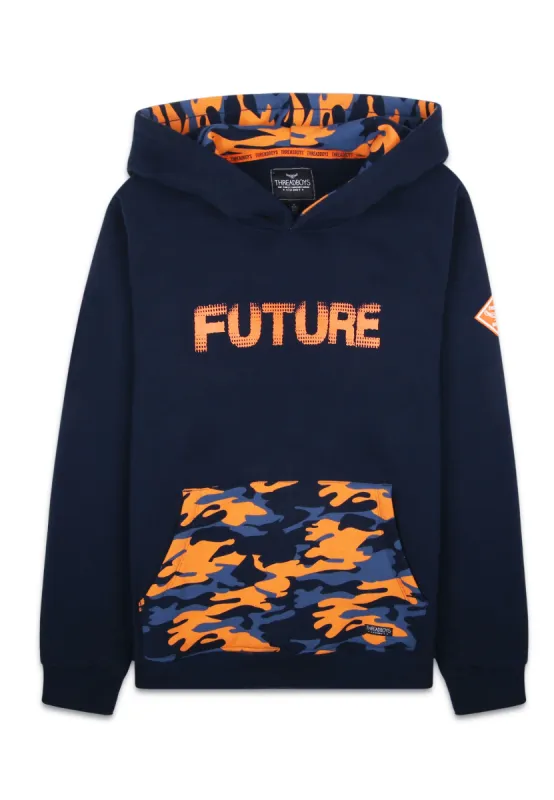 Boys' Navy Camo Hoodie sold by Threadbare