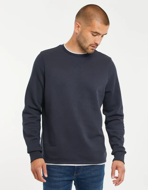 Men's Navy Mock T-Shirt Sweatshirt sold by Threadbare