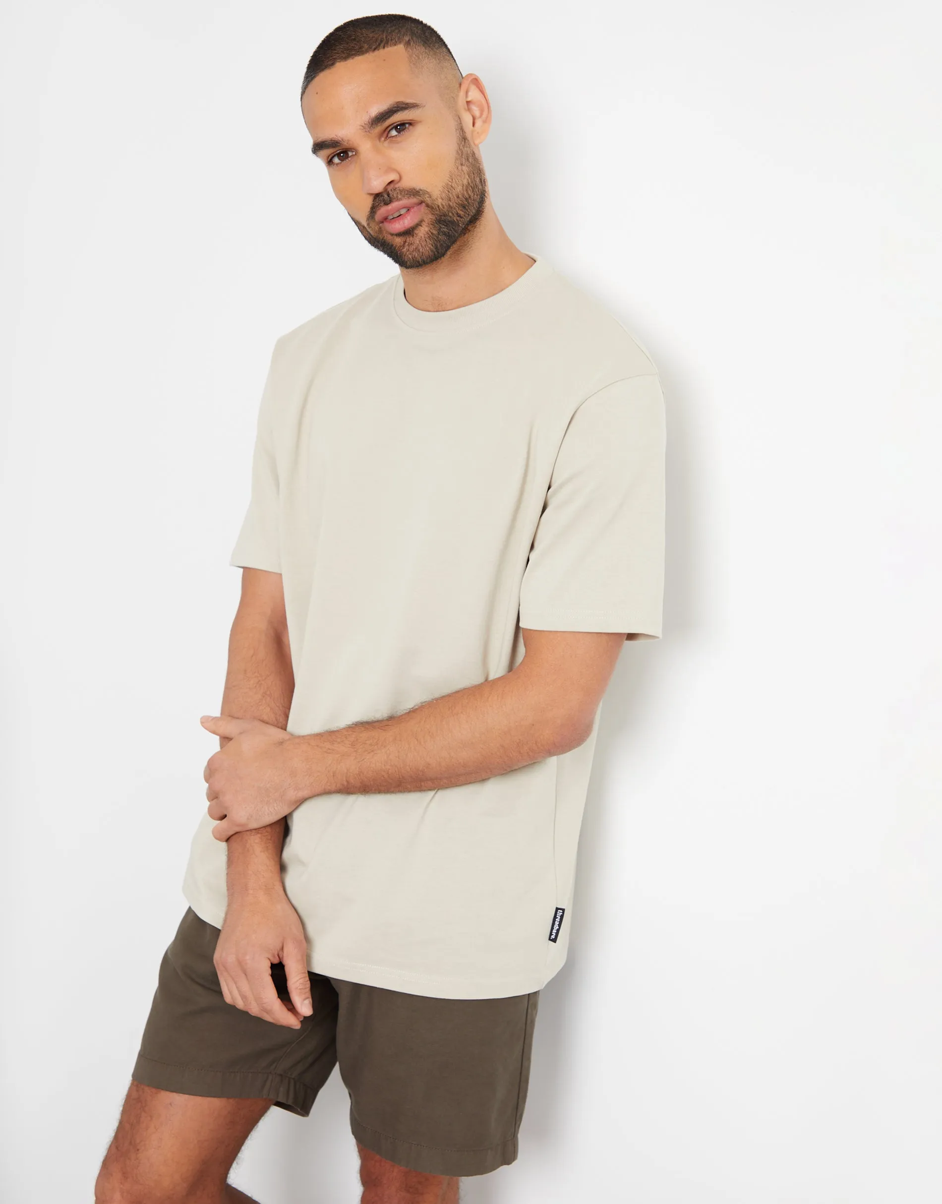 Men's Stone Relaxed Fit T-Shirt sold by Threadbare