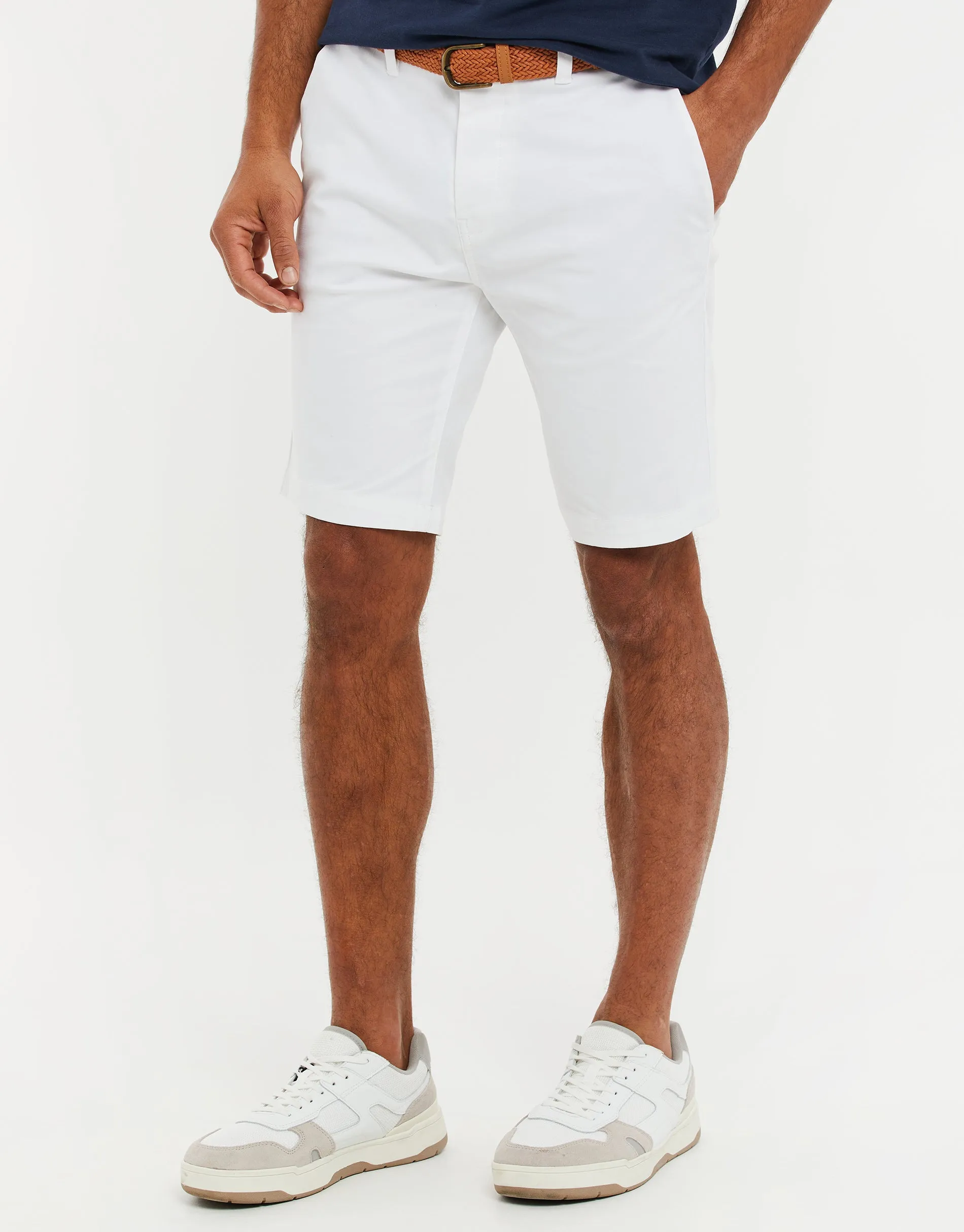 White Belted Chino Shorts sold by Threadbare