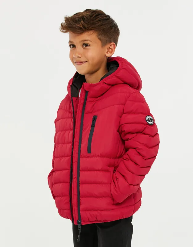 Boys' Red Puffer Jacket sold by Threadbare