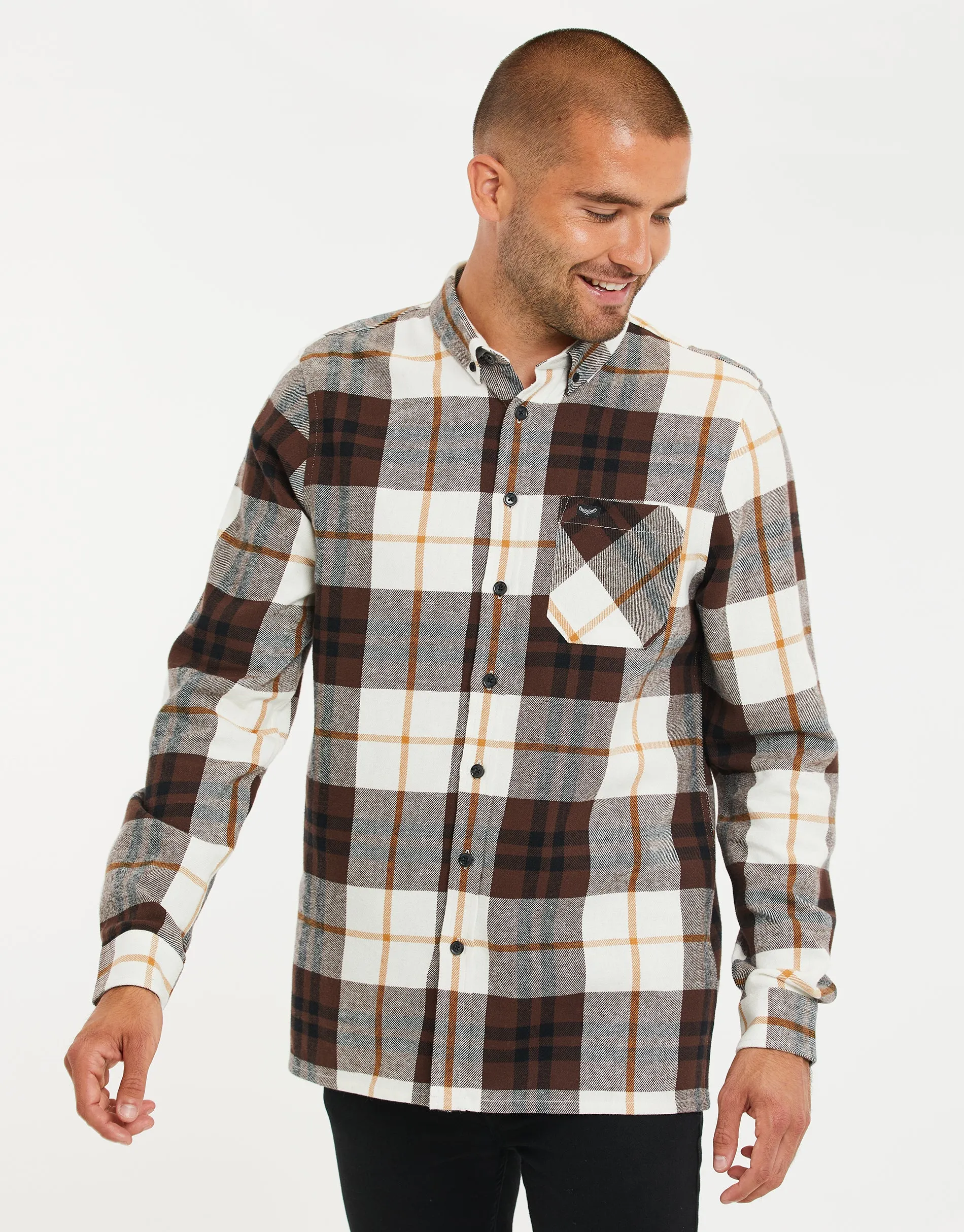 Men's Brown Check Long Sleeve Shirt sold by Threadbare product image thumbnail 2