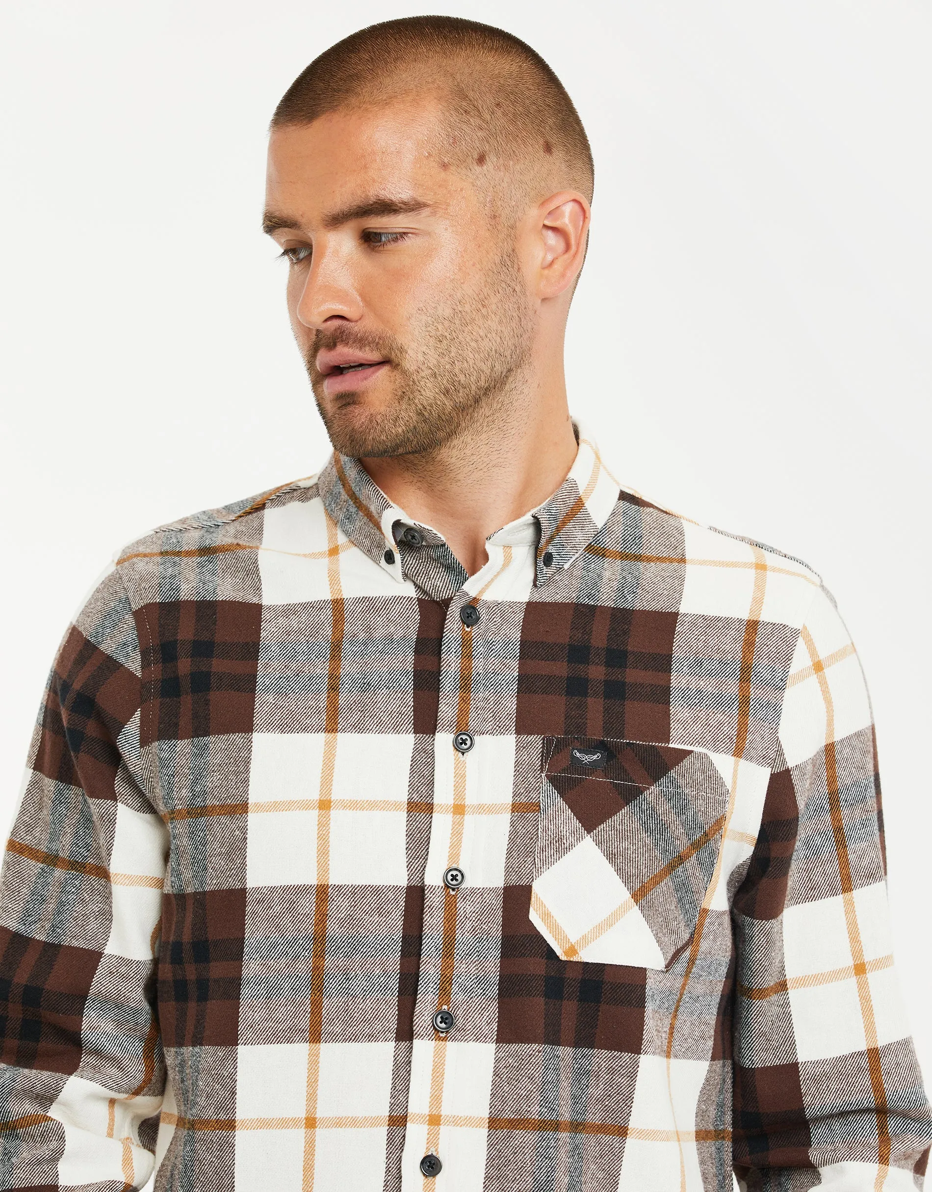 Men's Brown Check Long Sleeve Shirt sold by Threadbare product image thumbnail 5