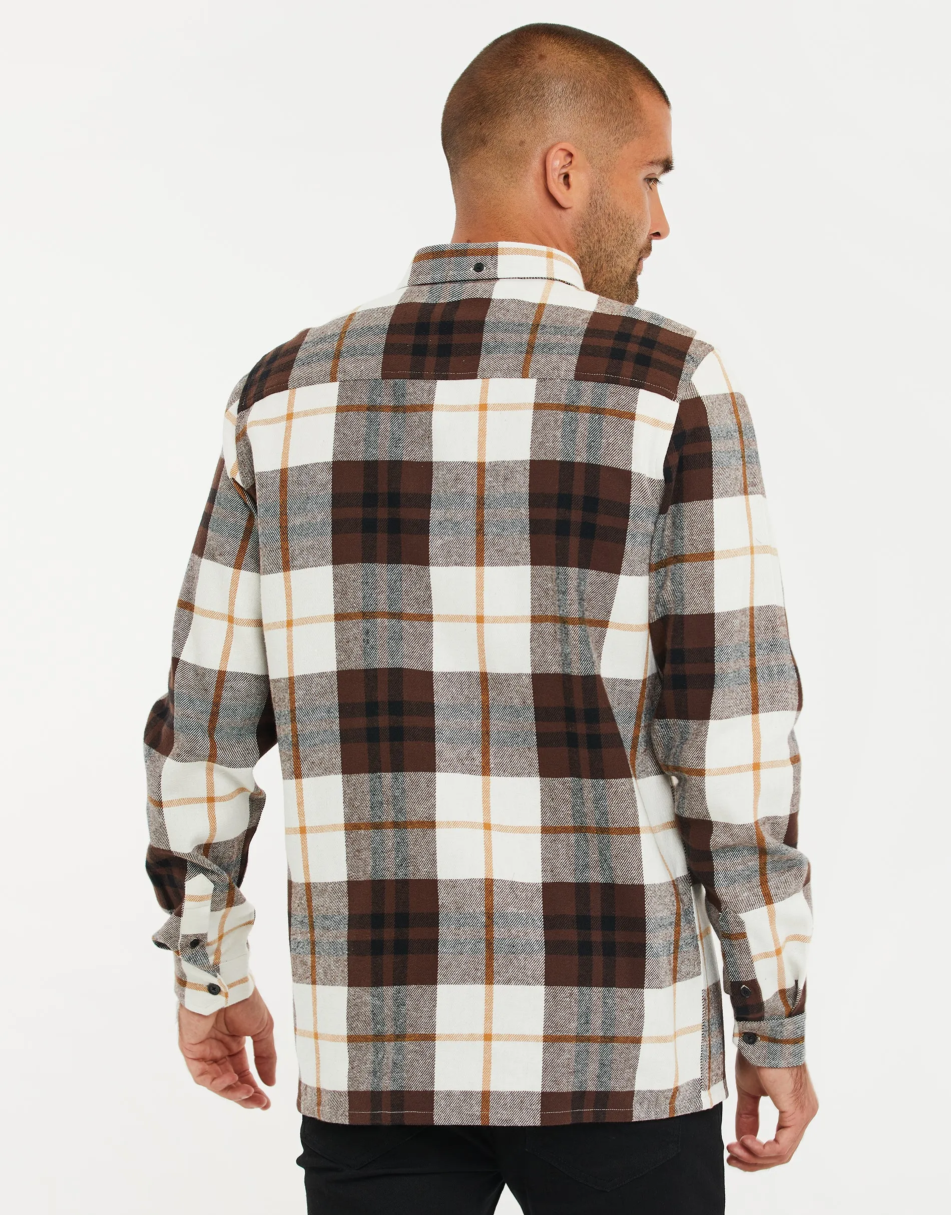 Men's Brown Check Long Sleeve Shirt sold by Threadbare product image thumbnail 3