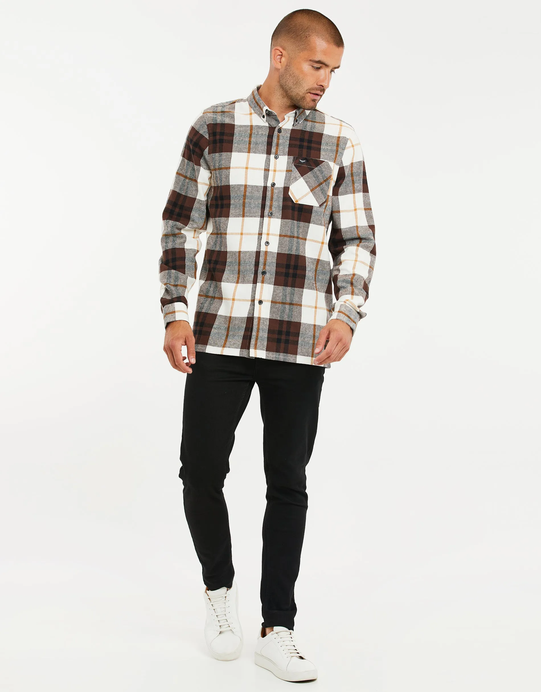 Men's Brown Check Long Sleeve Shirt sold by Threadbare product image thumbnail 4