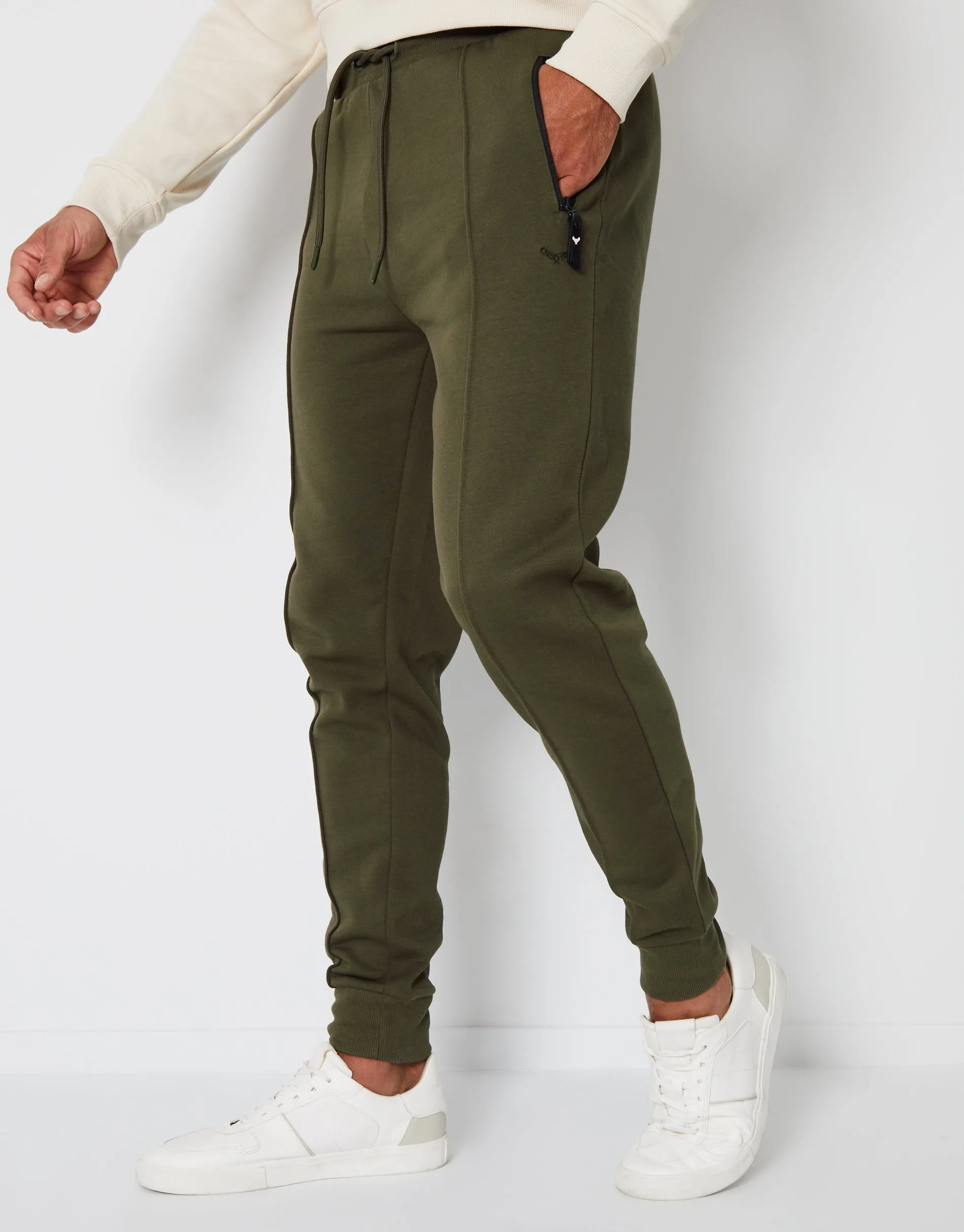 Men's Khaki Fleece Joggers sold by Threadbare
