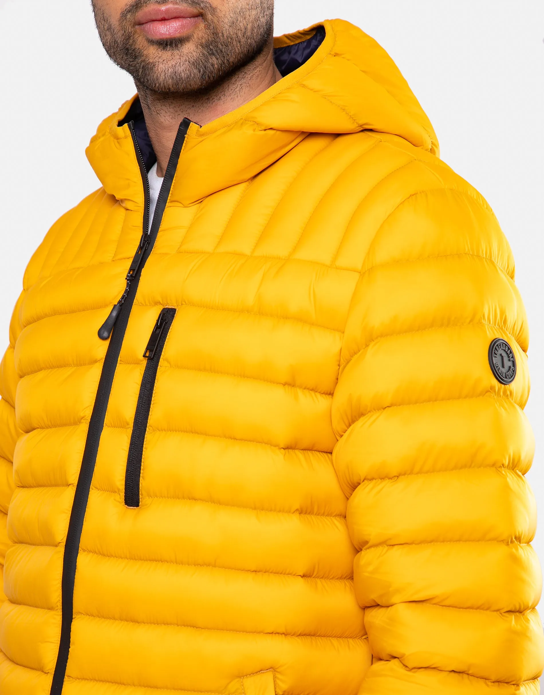 Men's Mustard Hooded Puffer Jacket sold by Threadbare product image thumbnail 5