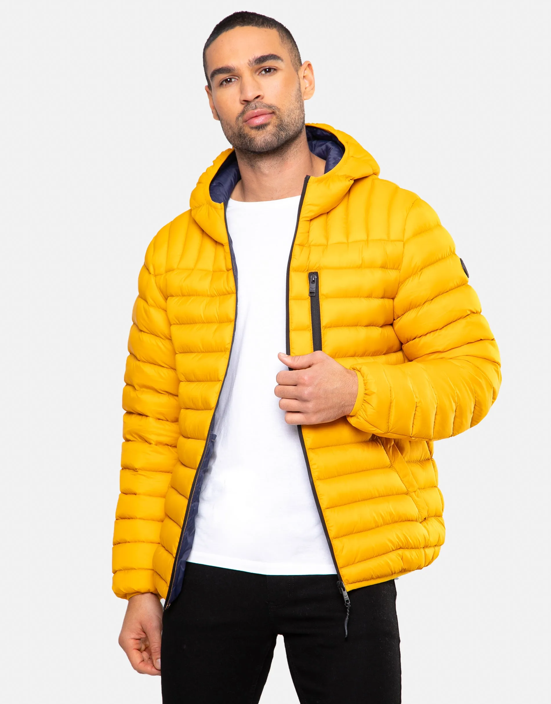 Men's Mustard Hooded Puffer Jacket sold by Threadbare product image thumbnail 2