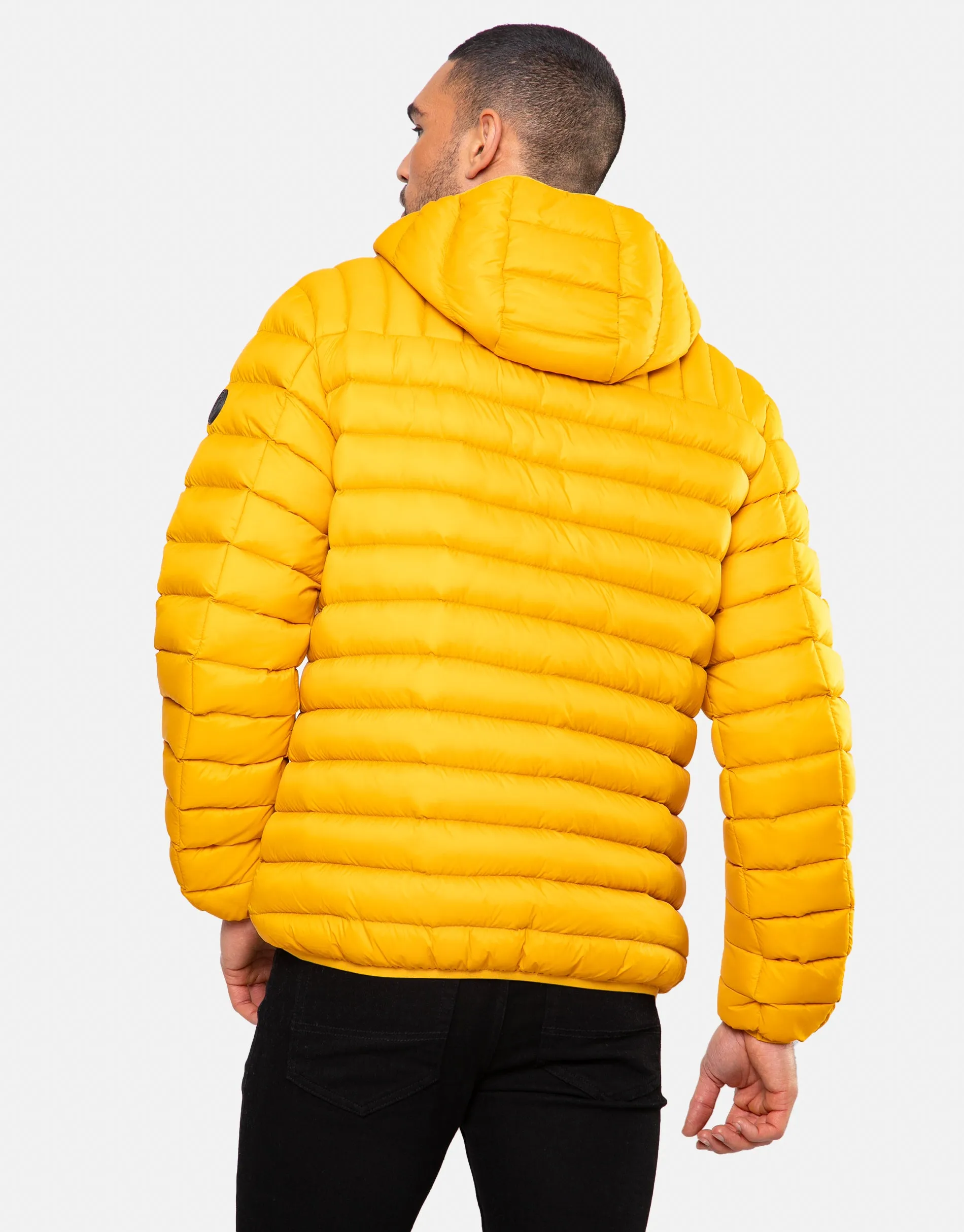 Men's Mustard Hooded Puffer Jacket sold by Threadbare product image thumbnail 3