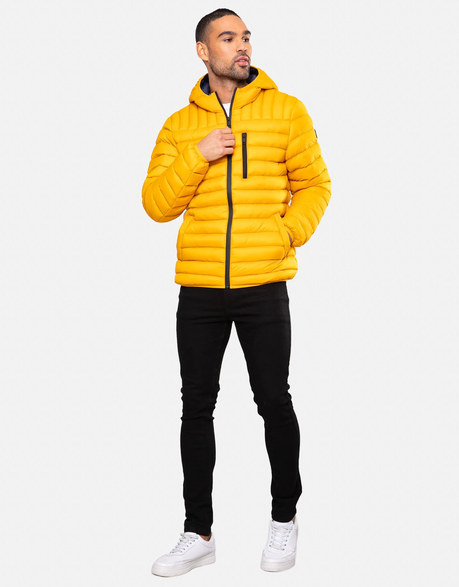 Men's Mustard Hooded Puffer Jacket sold by Threadbare product image thumbnail 4