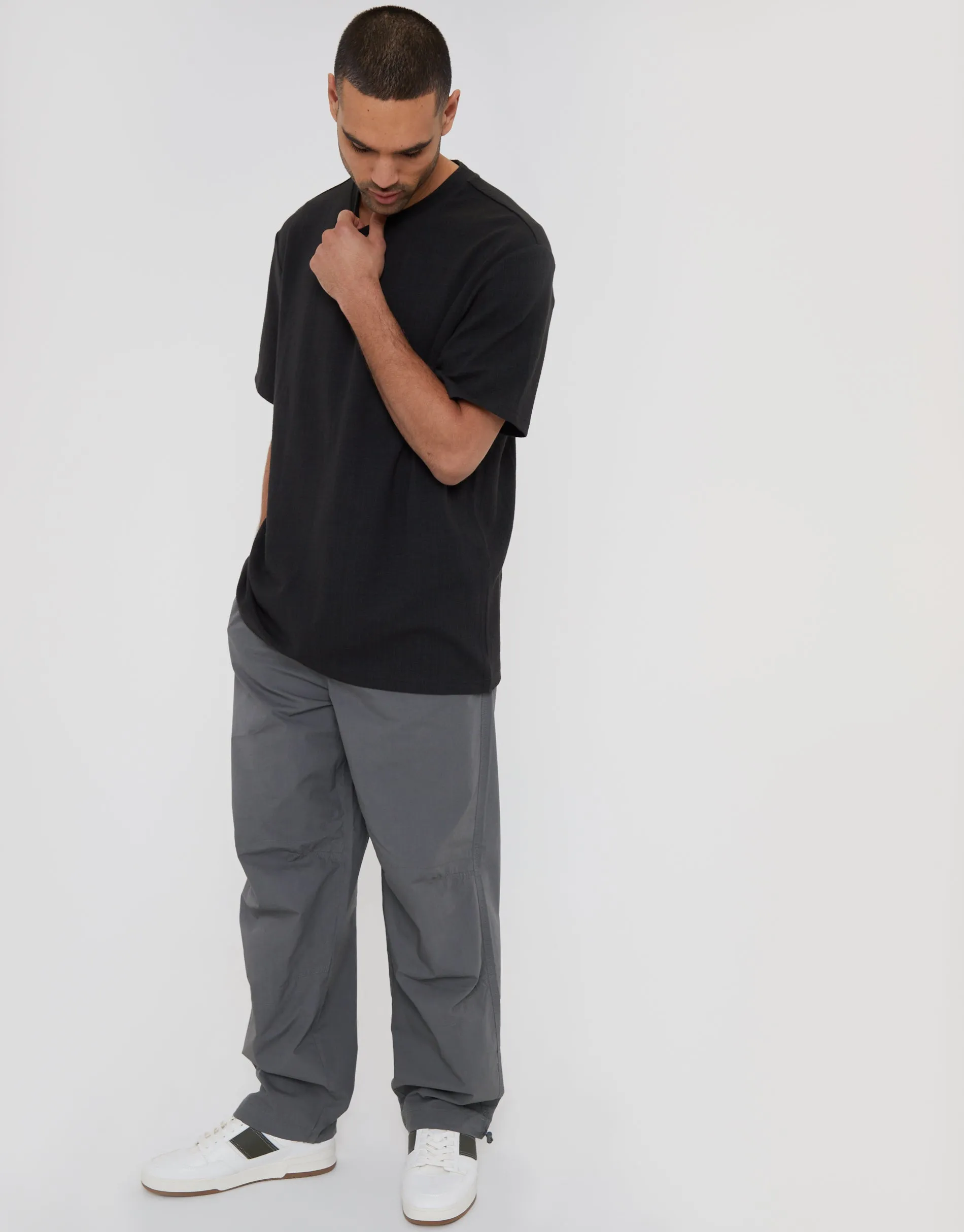 Black Textured Relaxed Fit Short Sleeve T-Shirt sold by Threadbare product image thumbnail 3