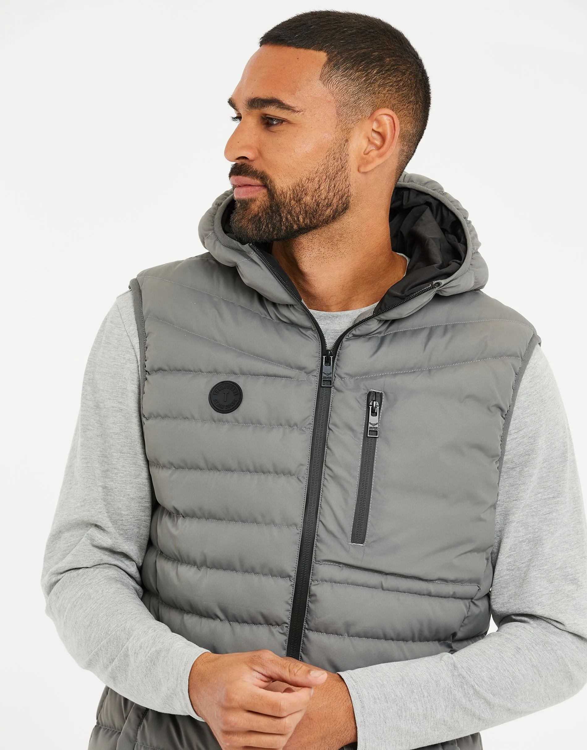 Men's Charcoal Quilted Gilet sold by Threadbare product image thumbnail 4
