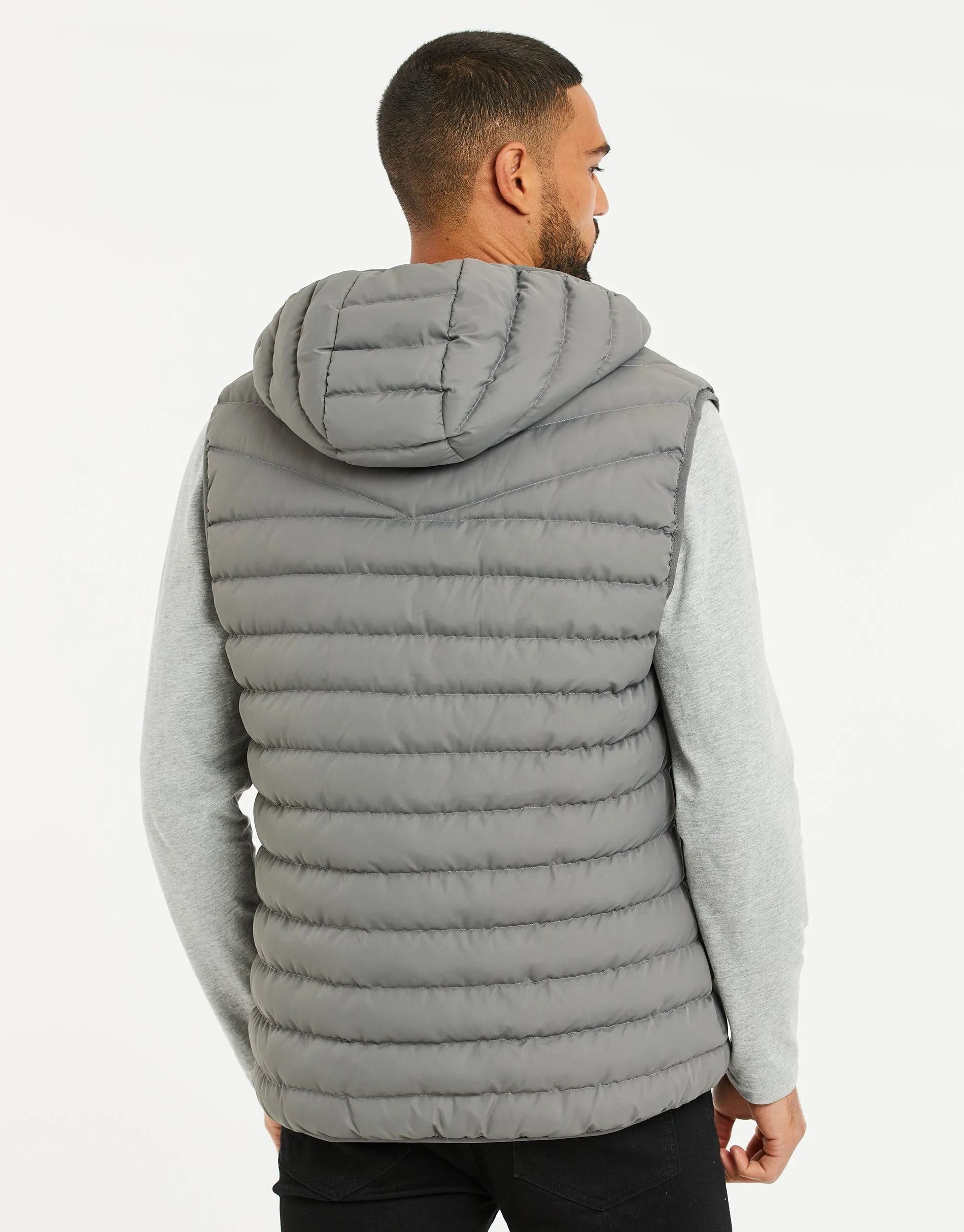 Men's Charcoal Quilted Gilet sold by Threadbare product image thumbnail 2