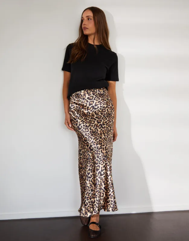 Women's Leopard Print Maxi Satin Slip Skirt sold by Threadbare