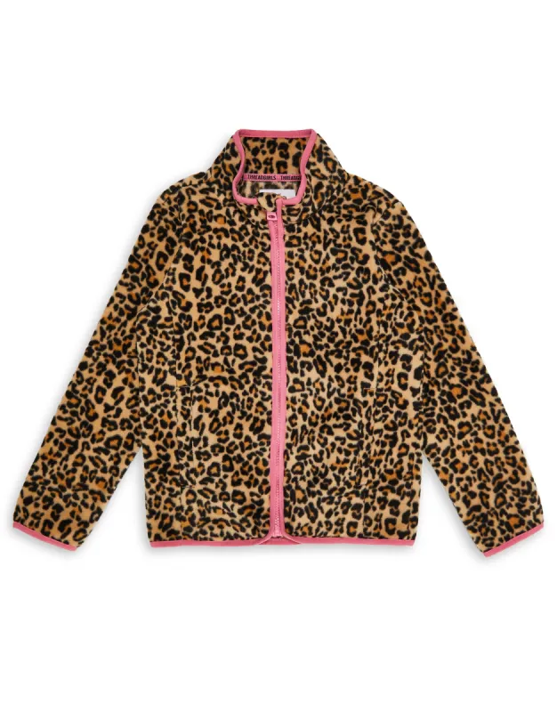 Girls' Tan Leopard Print Zip-Through Fleece sold by Threadbare