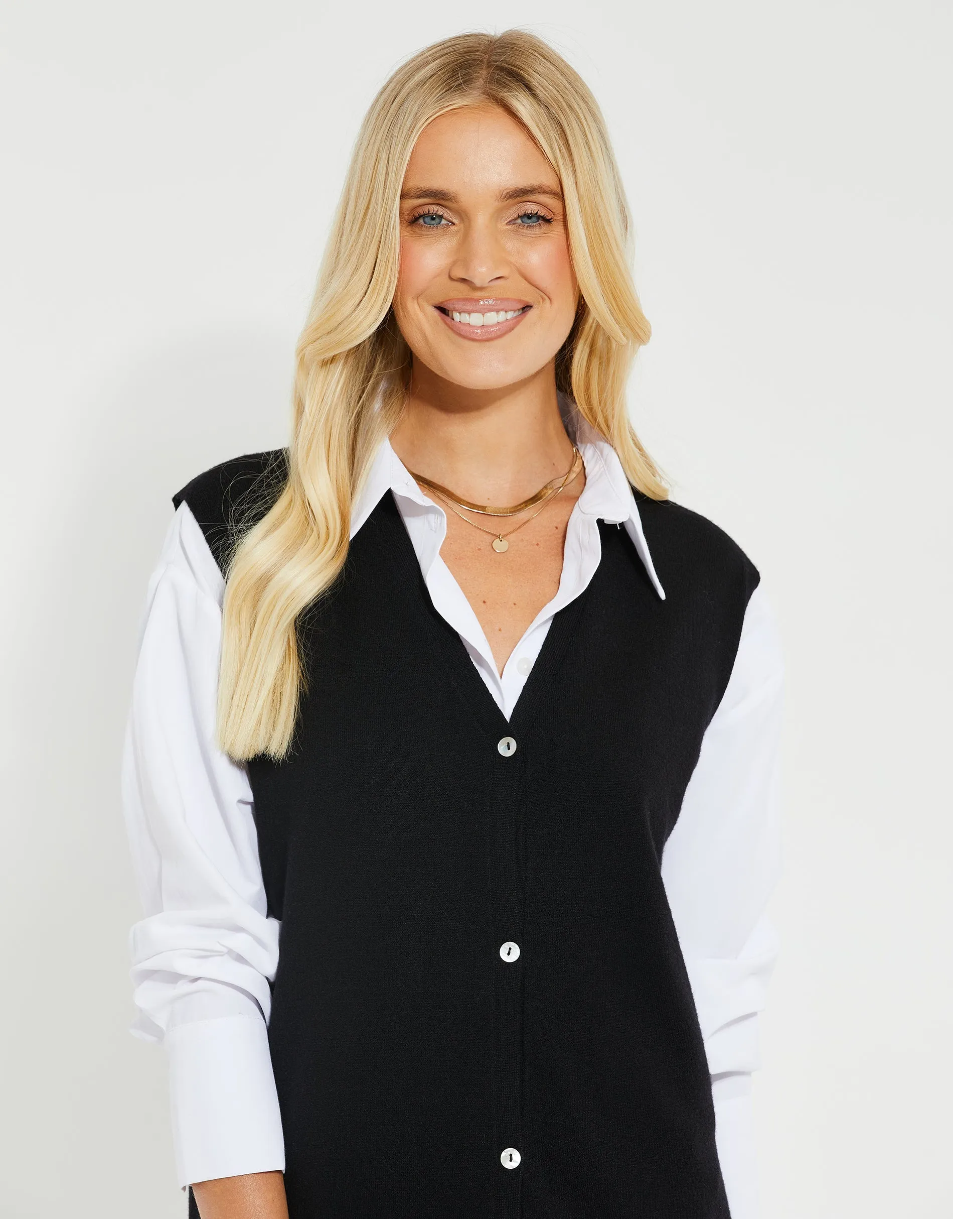 Women's Black Button Down Knitted Sleeveless Cardigan sold by Threadbare product image thumbnail 4