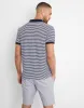 Navy & White Stripe Open Neck Collar Polo Shirt sold by Threadbare