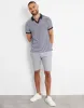 Navy & White Stripe Open Neck Collar Polo Shirt sold by Threadbare