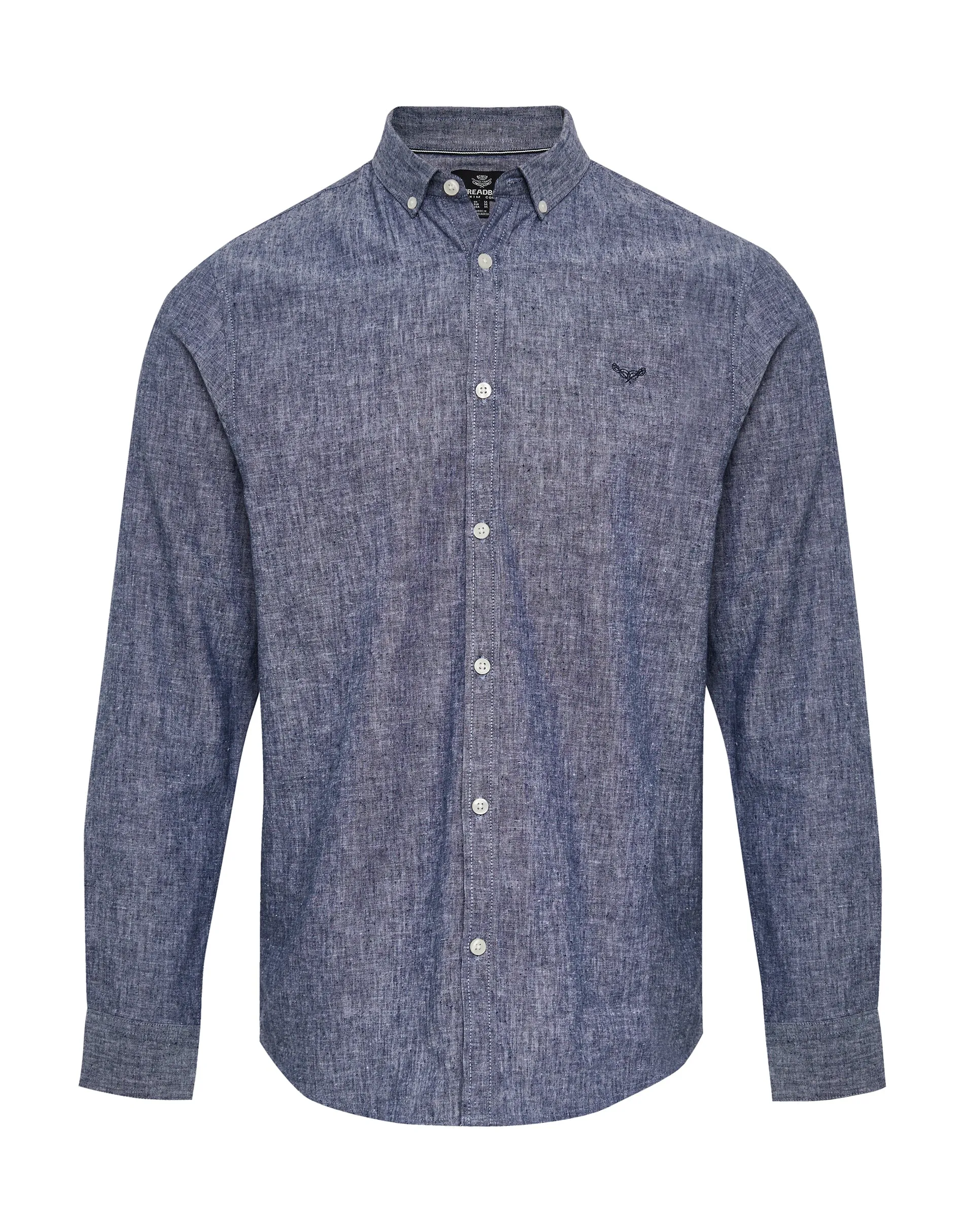 Threadbare Men's Denim Blue Long Sleeve Linen Blend Shirt sold by Threadbare product image thumbnail 5