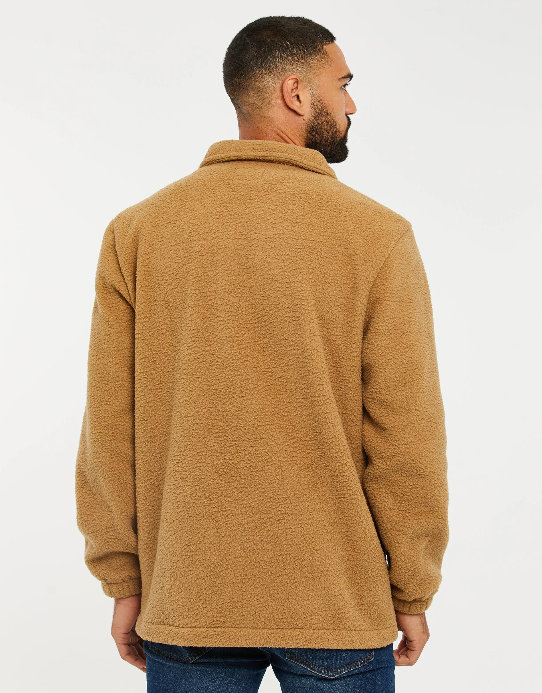Men's Camel Faux Borg Shacket sold by Threadbare product image thumbnail 2
