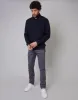 Men's Navy Popper Closure Funnel Neck Waffle Textured Jumper sold by Threadbare