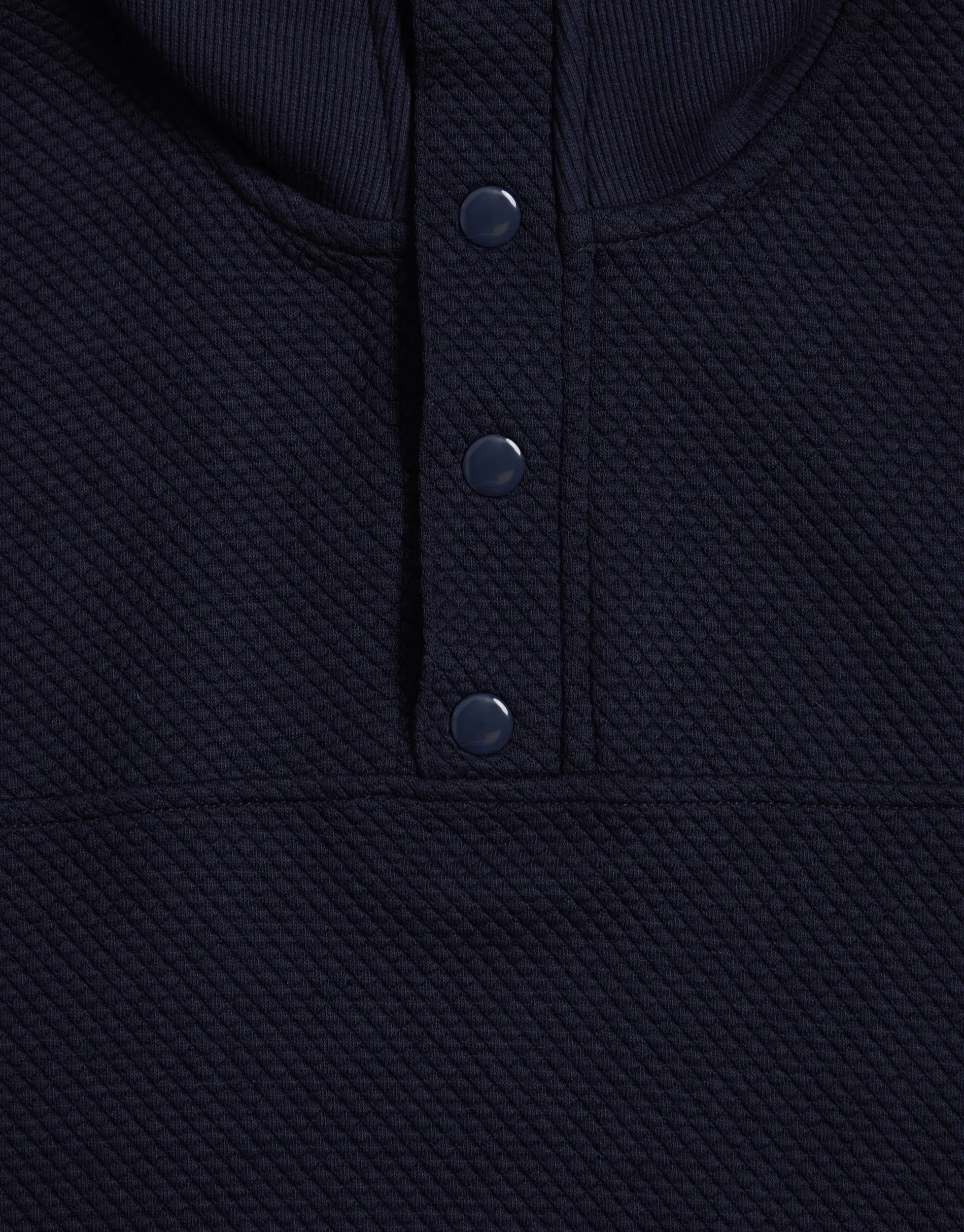 Men's Navy Popper Closure Funnel Neck Waffle Textured Jumper sold by Threadbare product image thumbnail 5