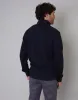 Men's Navy Popper Closure Funnel Neck Waffle Textured Jumper sold by Threadbare