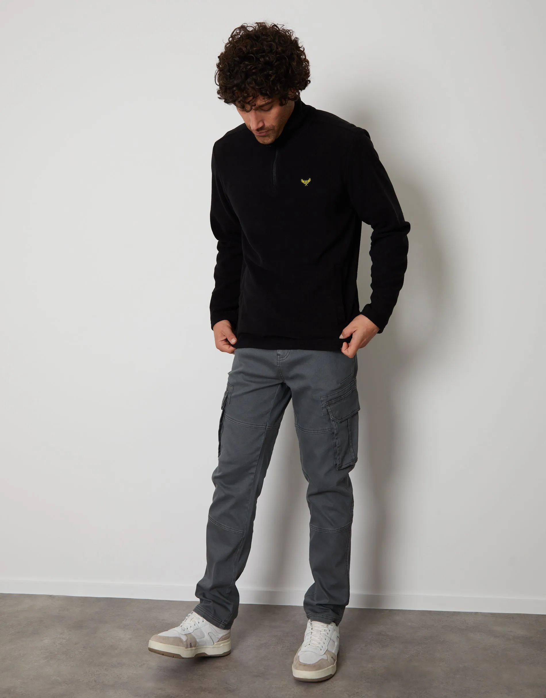 Black Quarter Zip Microfleece Sweatshirt sold by Threadbare product image thumbnail 3