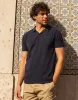 Men's Navy Open Neck Collar Polo Shirt sold by Threadbare