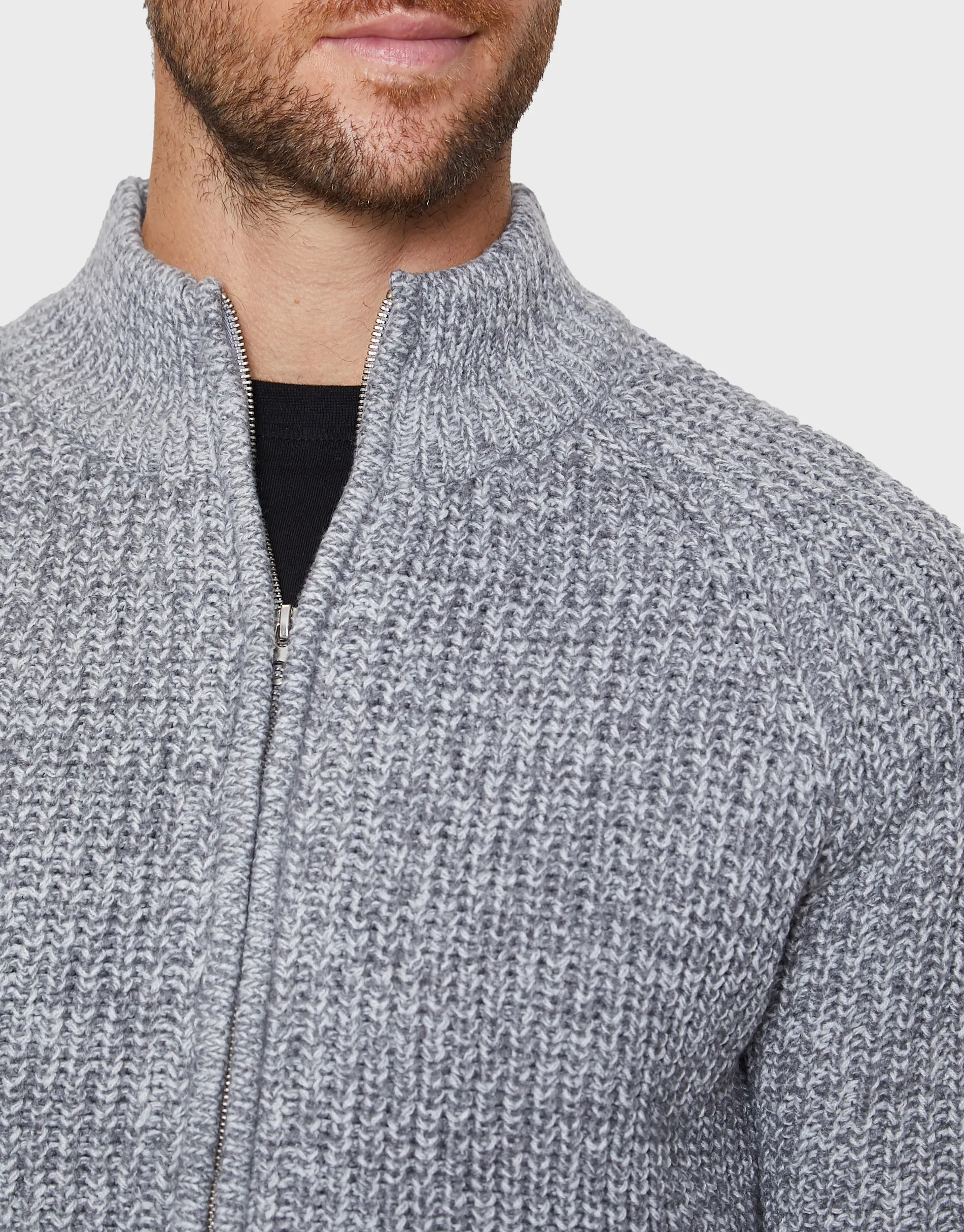 Men's Light Grey Full-Zip Cardigan sold by Threadbare product image thumbnail 4