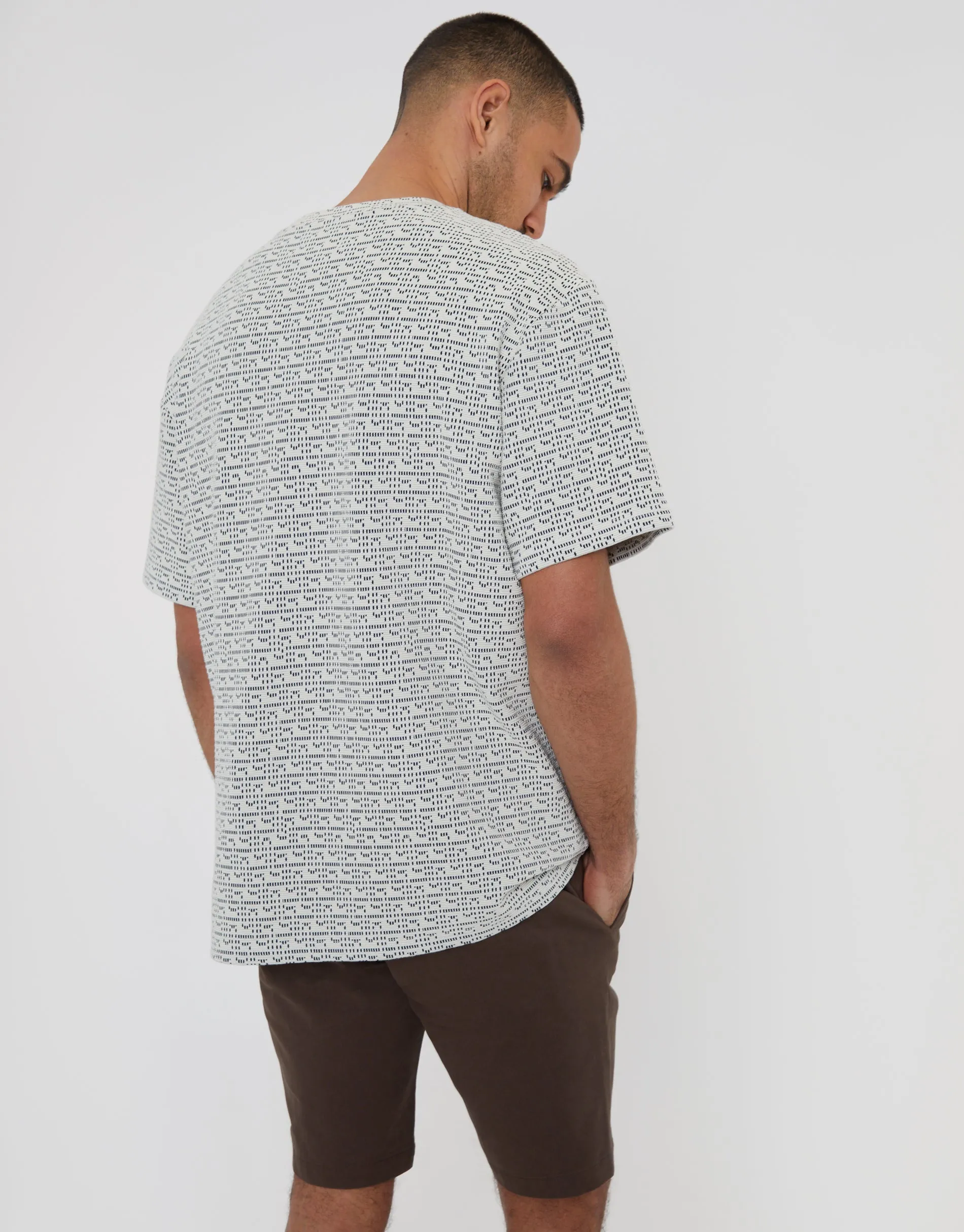 Ecru Patterned Relaxed Fit Short Sleeve T-Shirt sold by Threadbare product image thumbnail 2