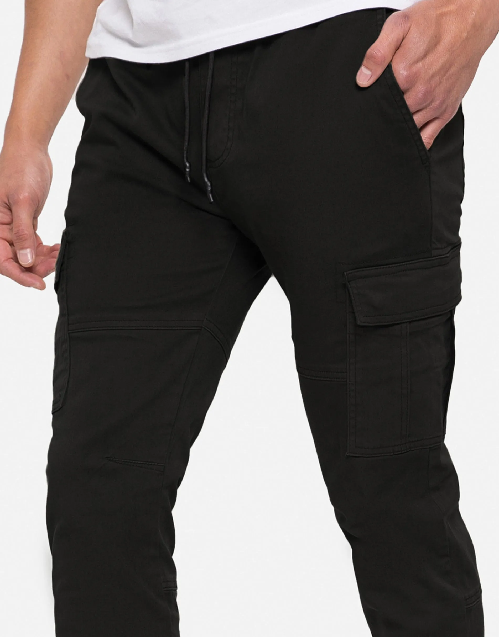 Men's Black Slim Fit Cargo Trousers sold by Threadbare product image thumbnail 4
