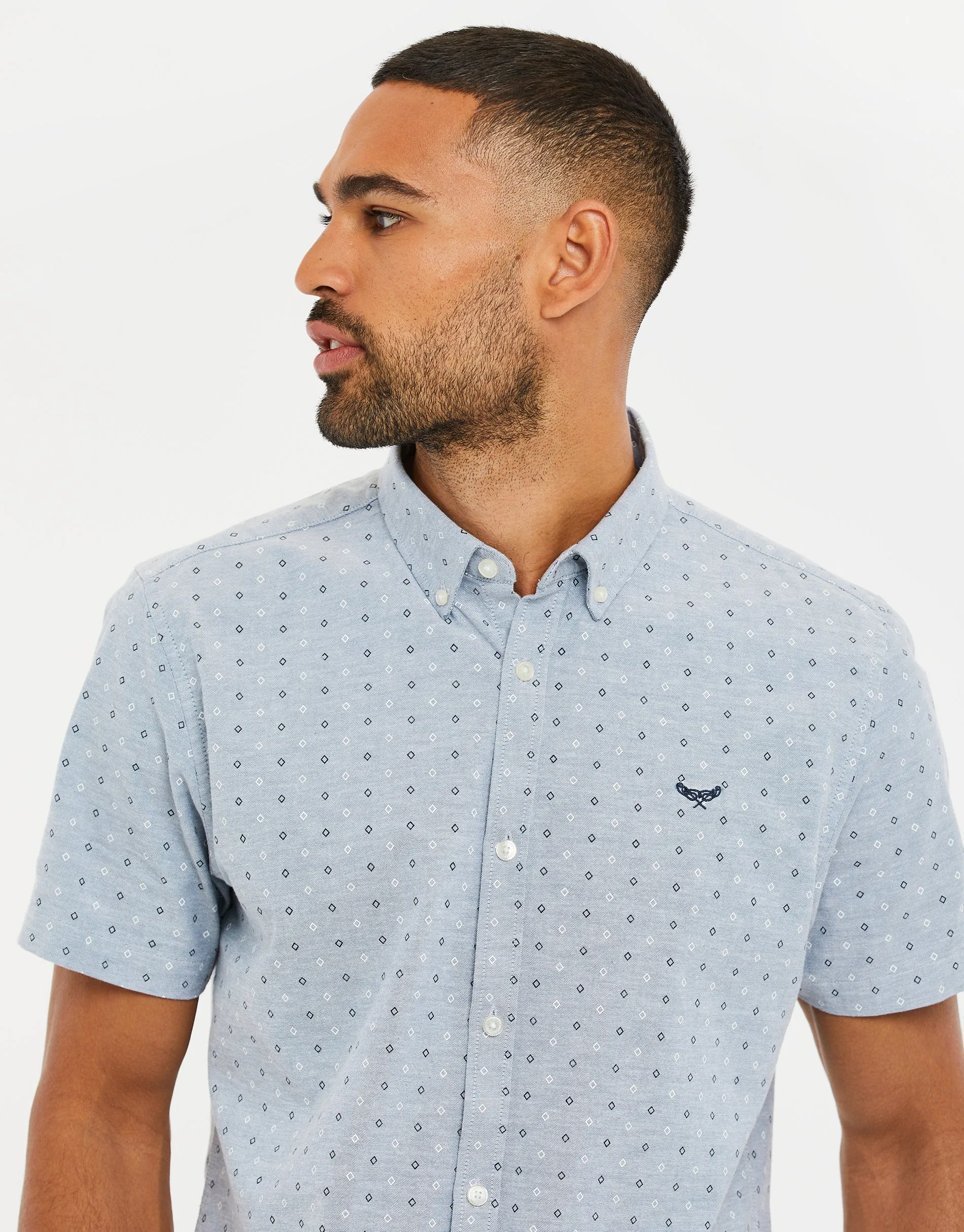 Men's Misty Blue Geo Print Short Sleeve Shirt sold by Threadbare product image thumbnail 4