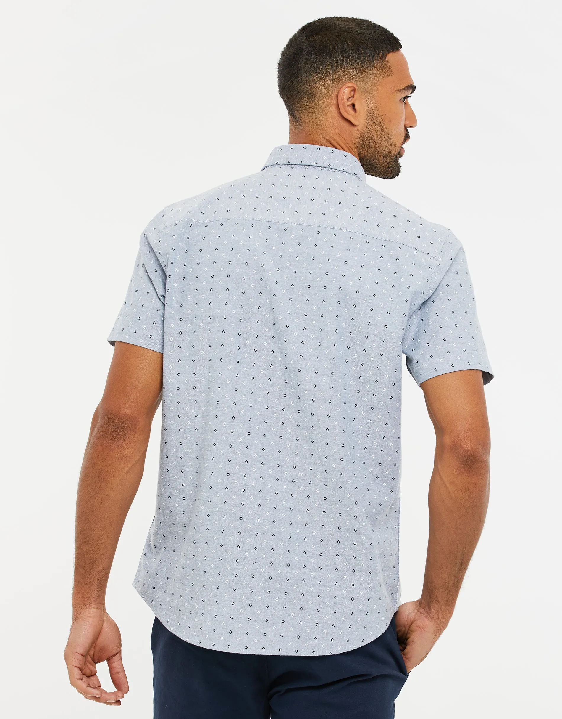 Men's Misty Blue Geo Print Short Sleeve Shirt sold by Threadbare product image thumbnail 2