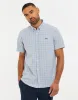 Men's Misty Blue Geo Print Short Sleeve Shirt sold by Threadbare