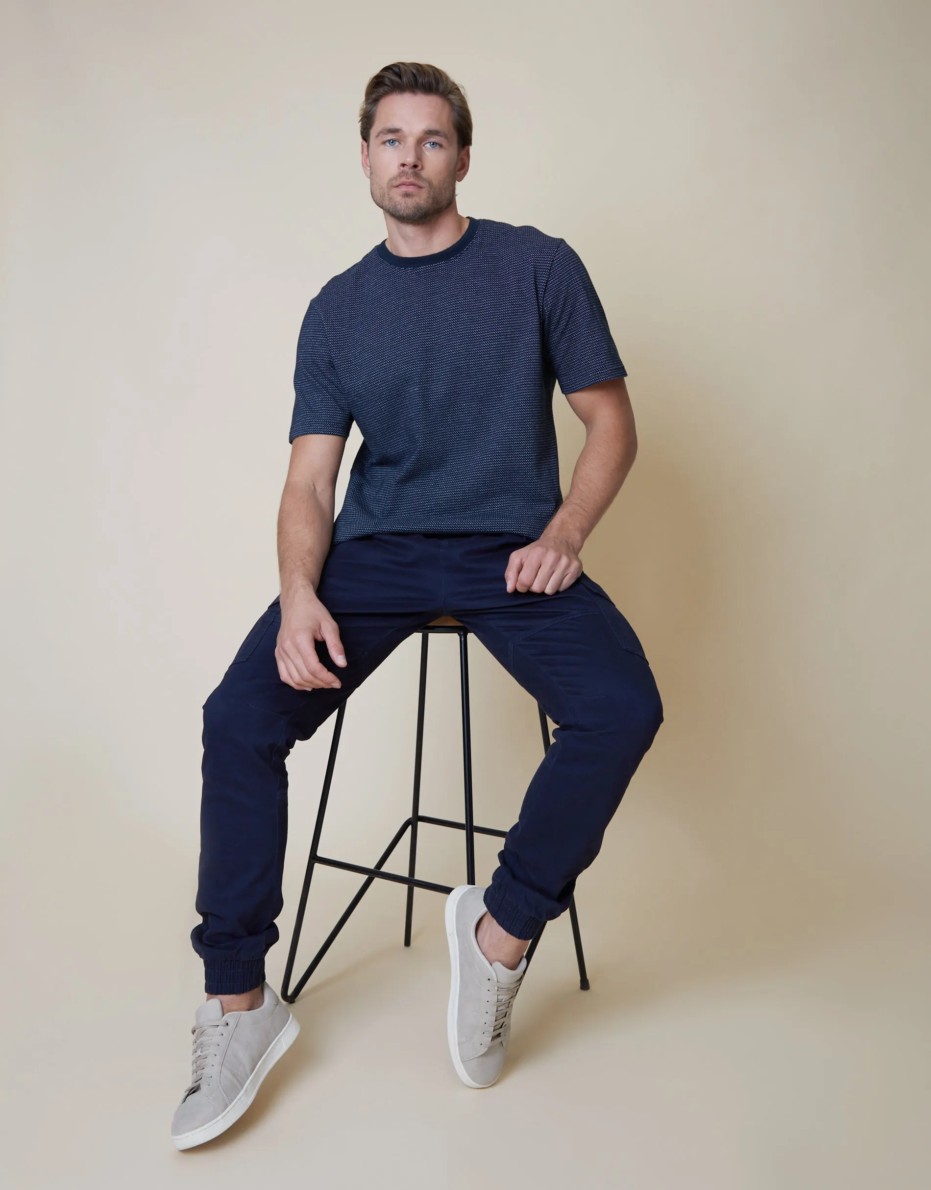 Men's Navy Dot Print Short Sleeve T-Shirt sold by Threadbare product image thumbnail 3