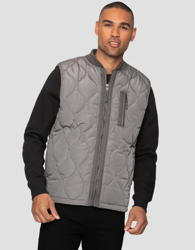 Men's Grey Onion Quilted Gilet sold by Threadbare