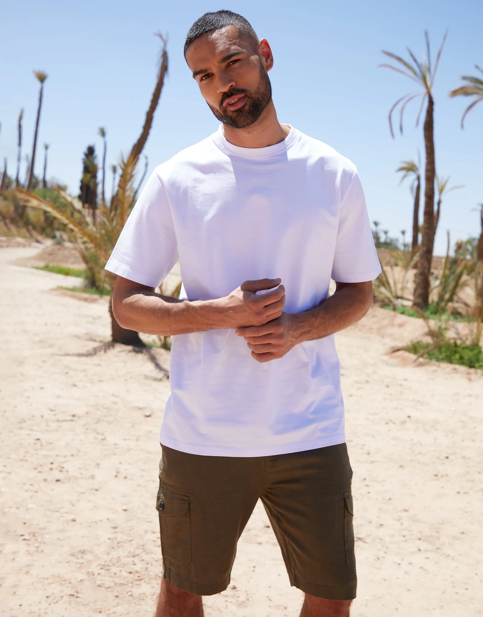 Men's Khaki Linen Blend Cargo Shorts sold by Threadbare product image thumbnail 4