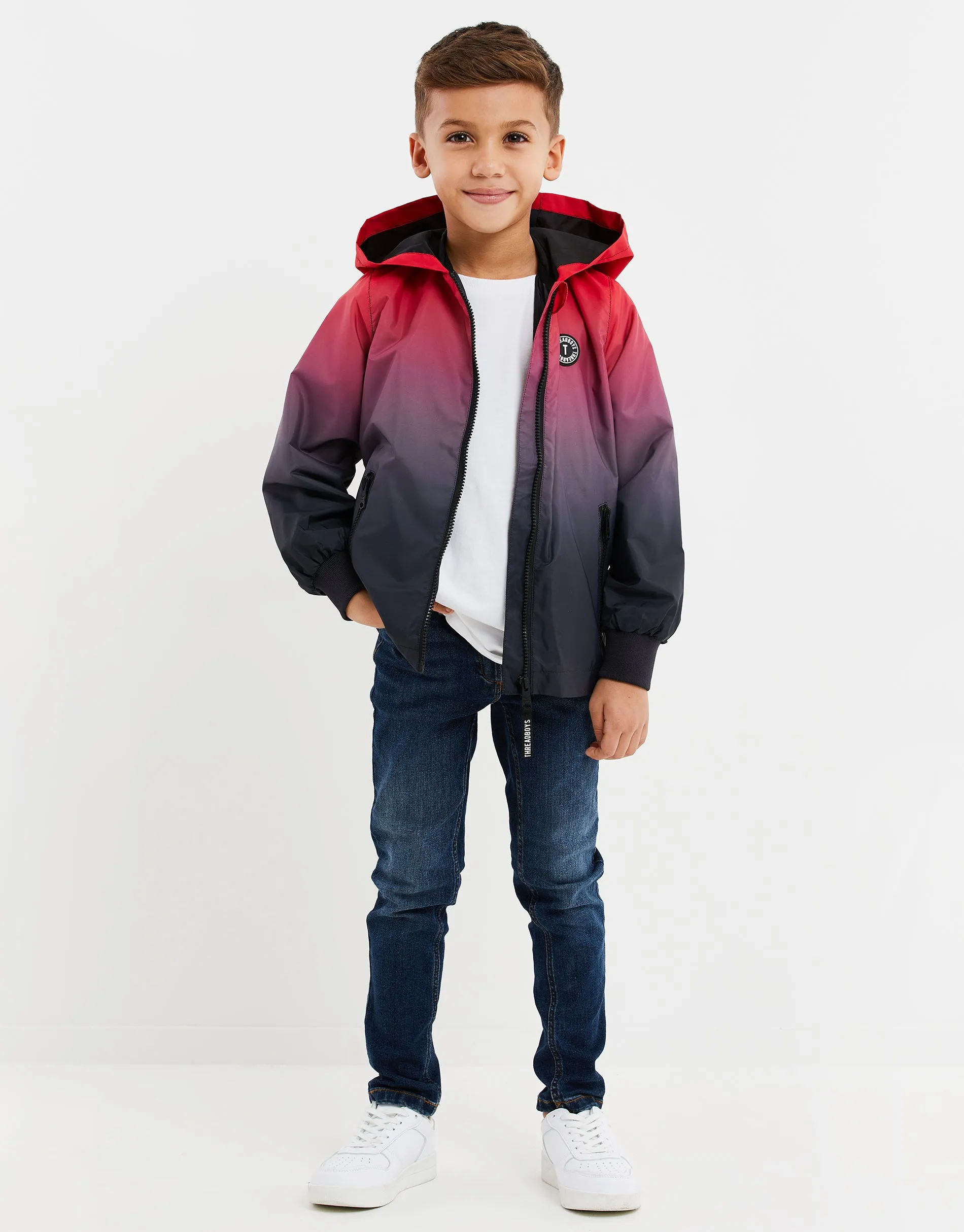 Boys' Red Ombré Hooded Jacket sold by Threadbare product image thumbnail 3