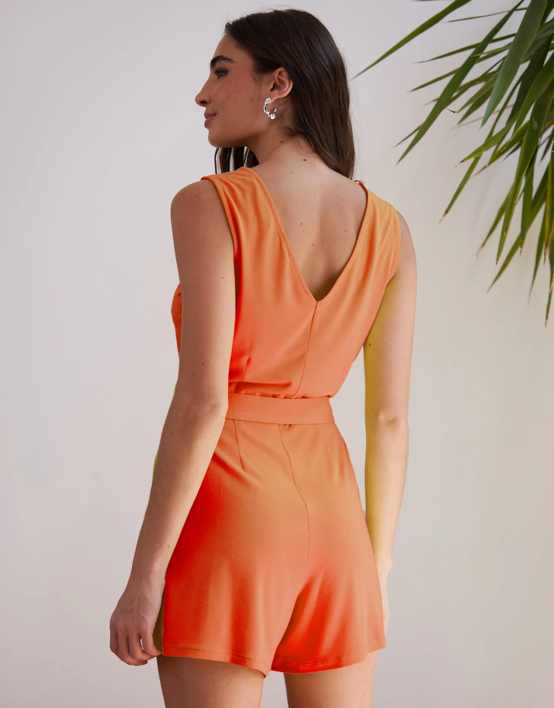 Women's Orange Sleeveless Belted Playsuit sold by Threadbare product image thumbnail 2