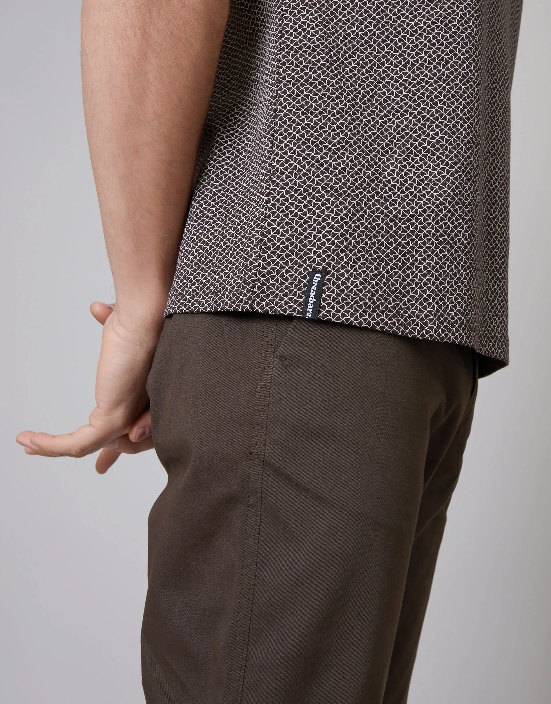 Dark Chocolate Brown Printed Crew Neck T-Shirt sold by Threadbare product image thumbnail 4