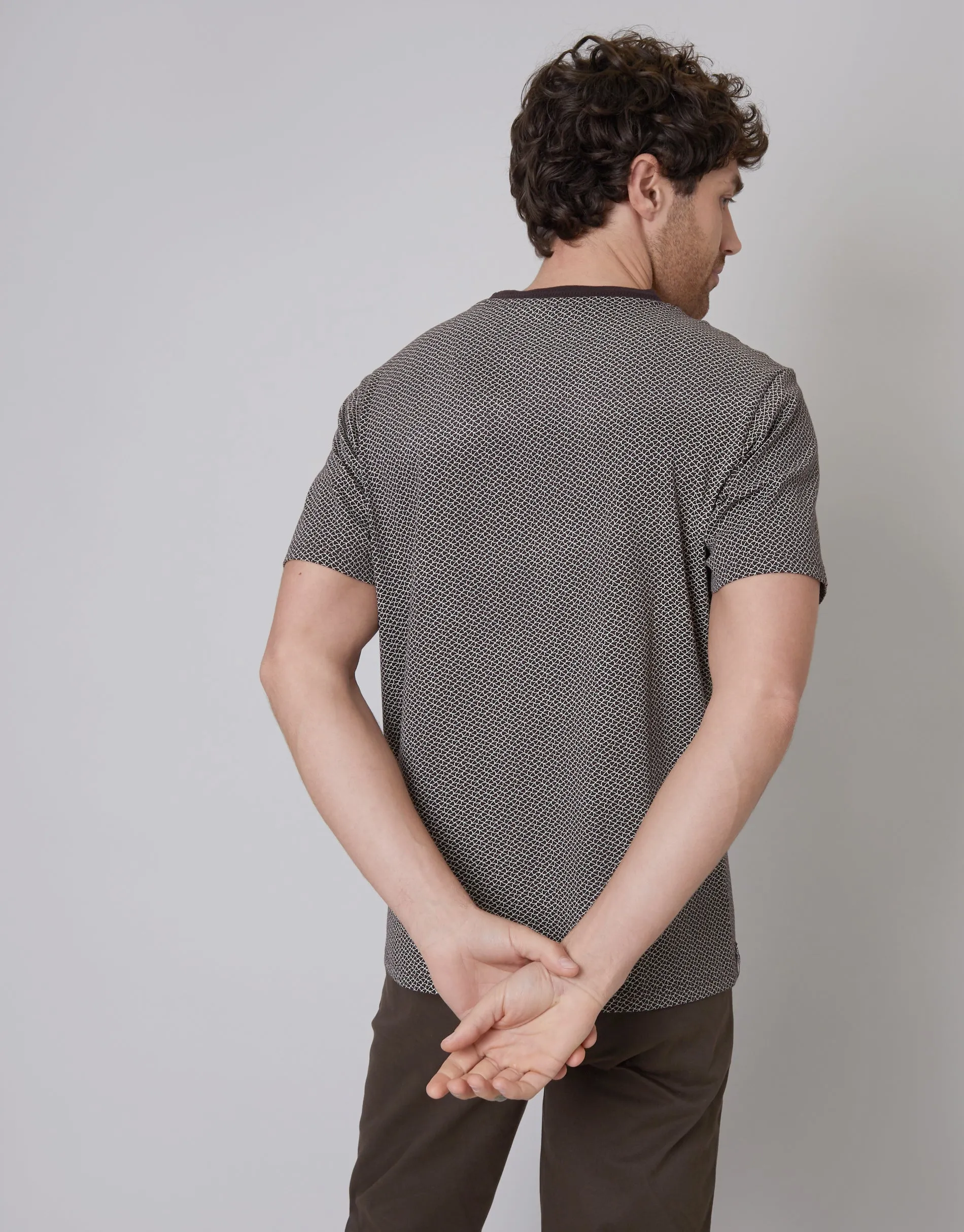 Dark Chocolate Brown Printed Crew Neck T-Shirt sold by Threadbare product image thumbnail 2