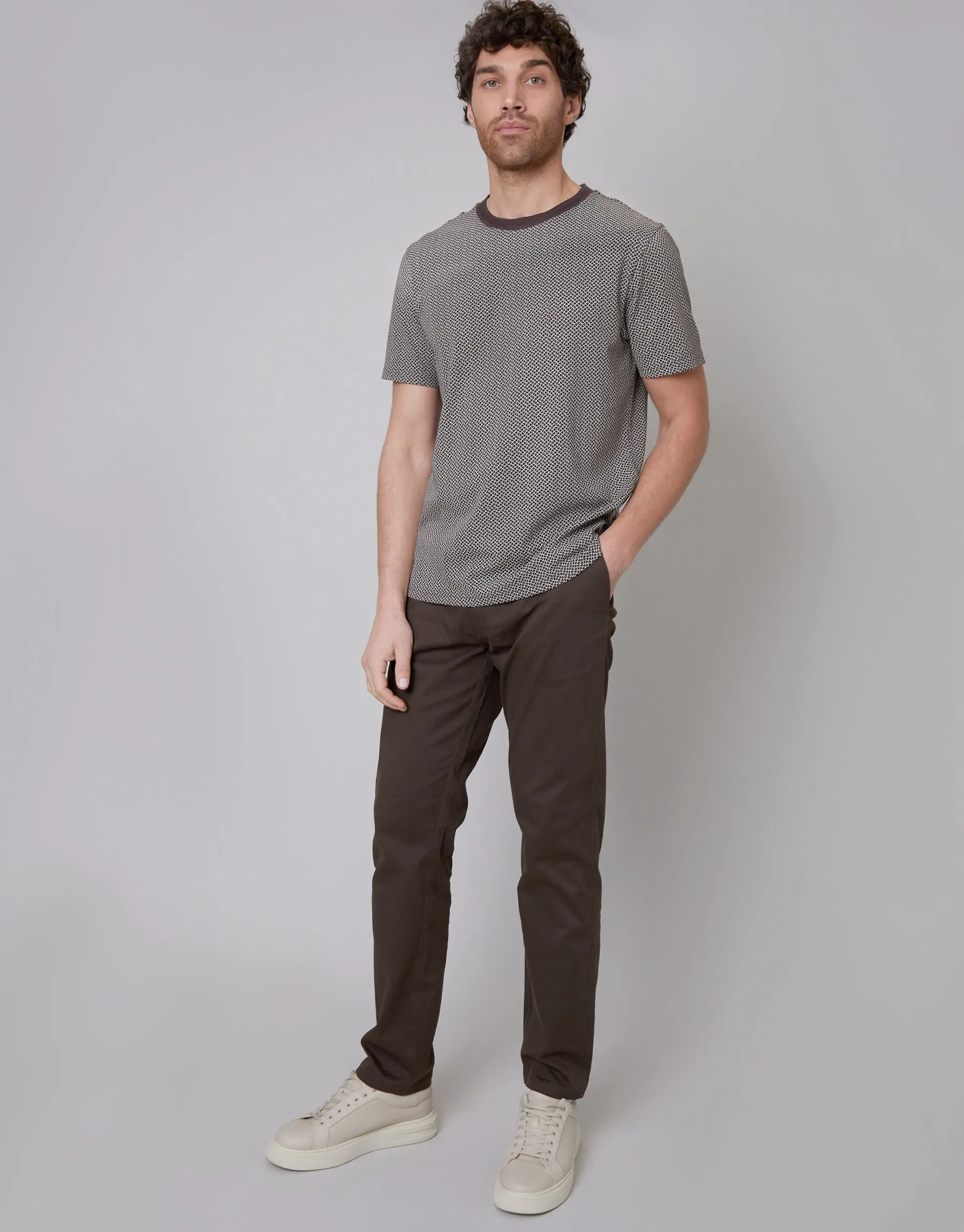 Dark Chocolate Brown Printed Crew Neck T-Shirt sold by Threadbare product image thumbnail 3