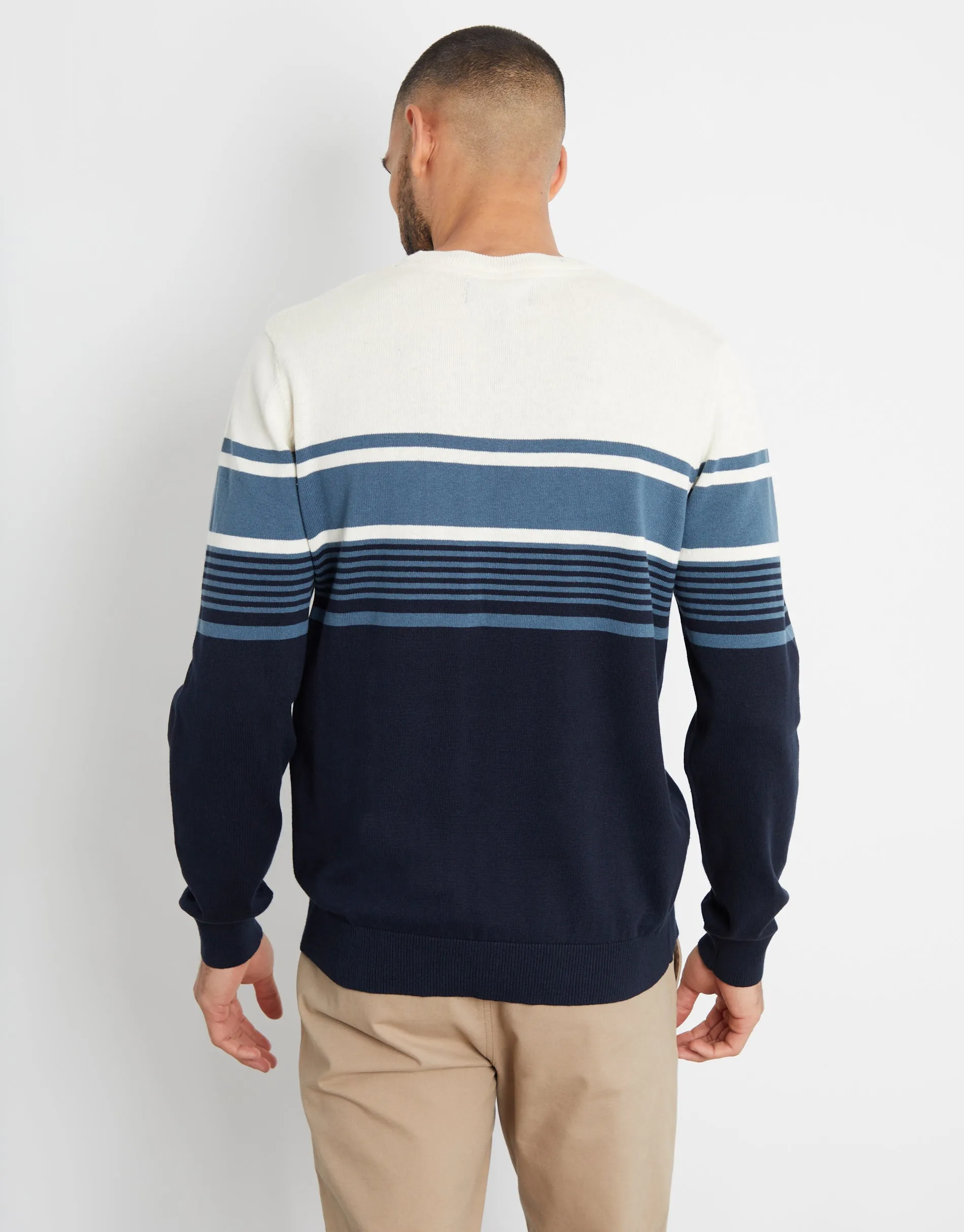 Men's Navy Striped Knitted Jumper sold by Threadbare product image thumbnail 2