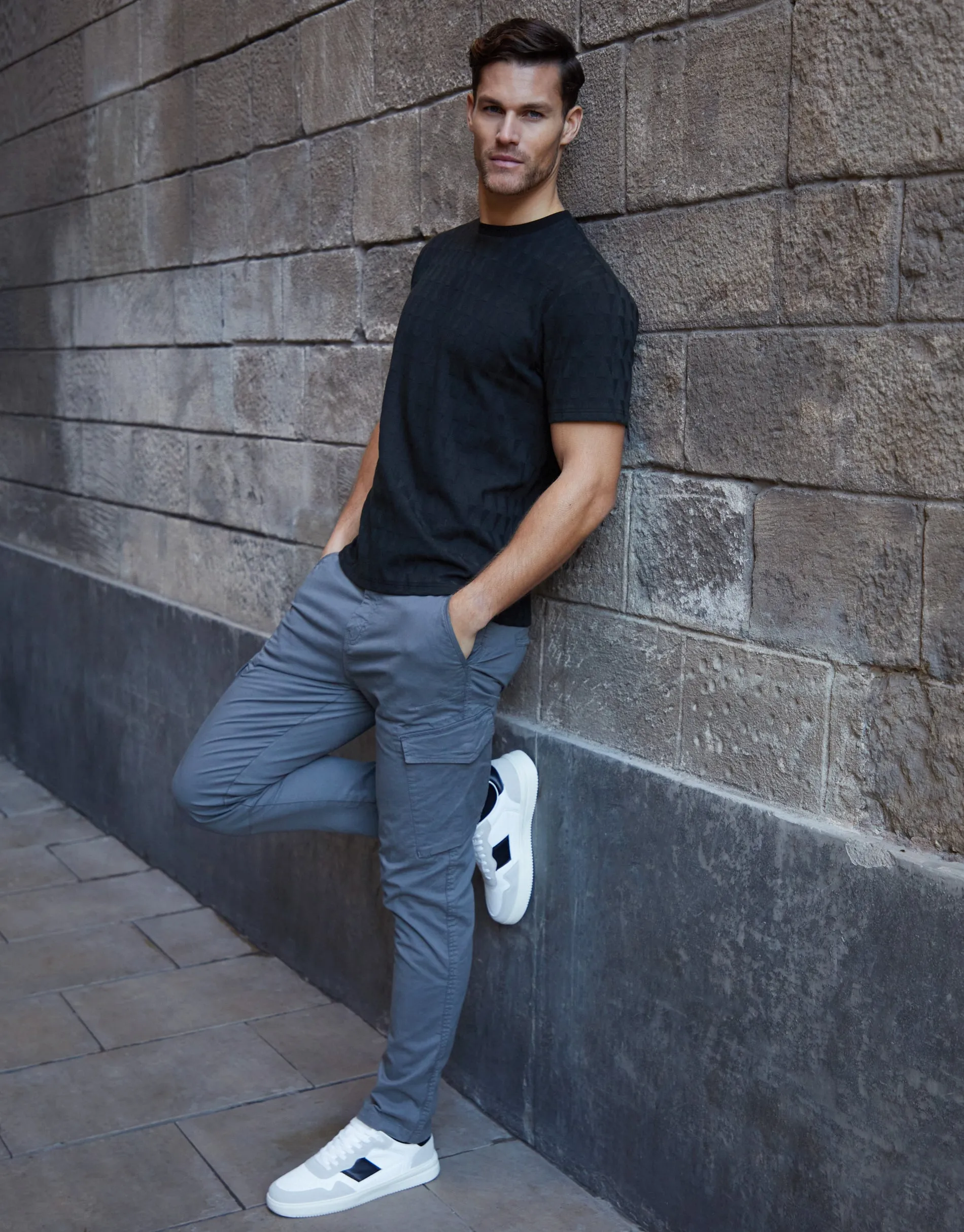 Men's Black Textured Short Sleeve T-Shirt sold by Threadbare product image thumbnail 3